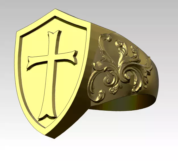 Knight Templar Ring  Masonic College Style Jewel 3D print model_0