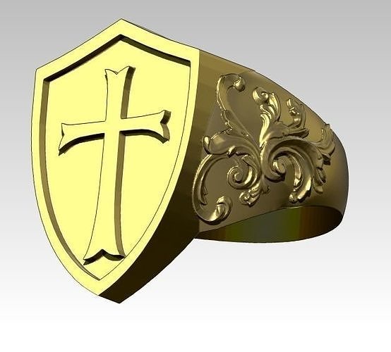 Knight Templar Ring  Masonic College Style Jewel 3D print model