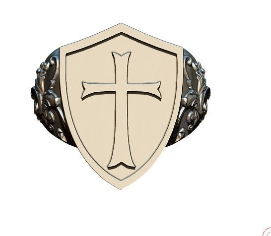 Knight Templar Ring  Masonic College Style Jewel 3D print model_1