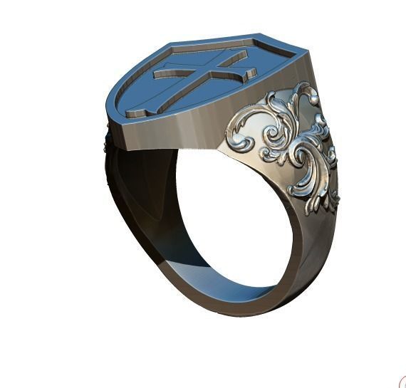 Knight Templar Ring  Masonic College Style Jewel 3D print model_5