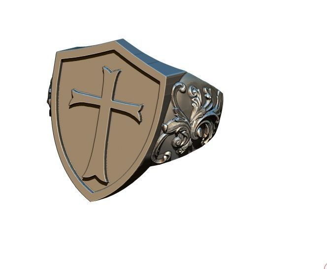 Knight Templar Ring  Masonic College Style Jewel 3D print model_2