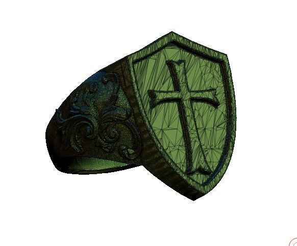 Knight Templar Ring  Masonic College Style Jewel 3D print model_6