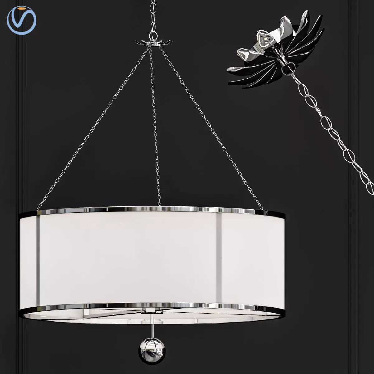 Crystorama Broche 6 Light Antique Silver Chandelier 3D model