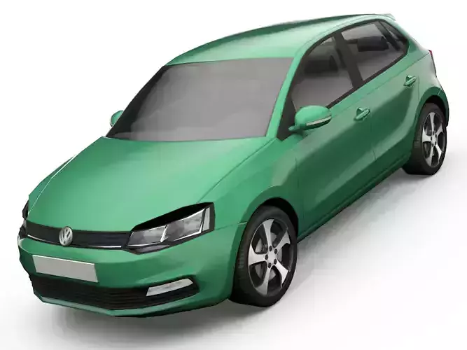 Volkswagen Polo Hatchback with interior low poly