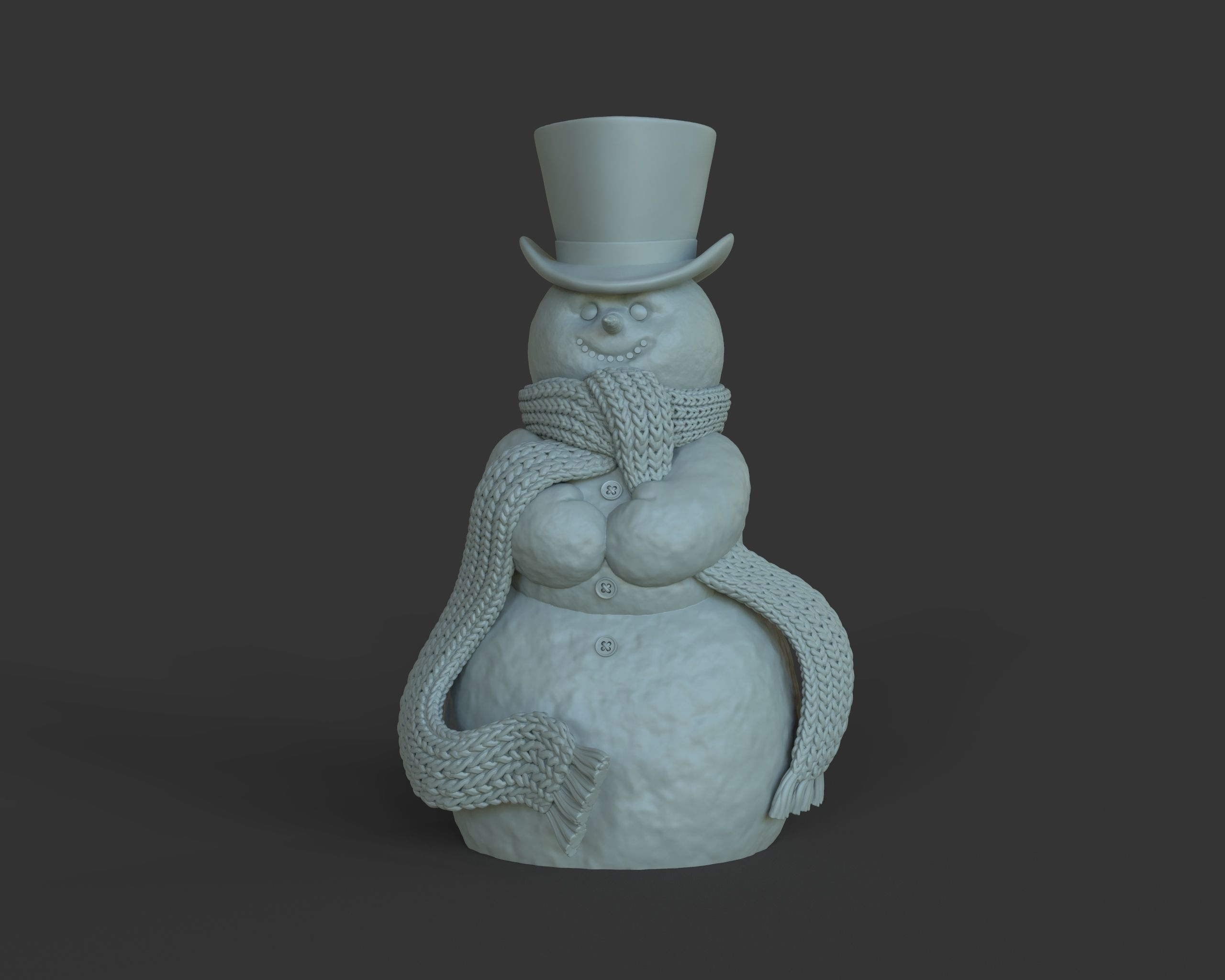 Snowman 3D Print Model wearing scarf 3D print model_4