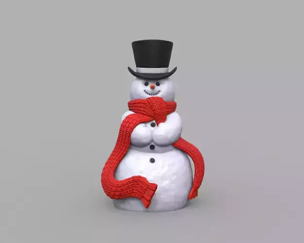 Snowman 3D Print Model wearing scarf 3D print model