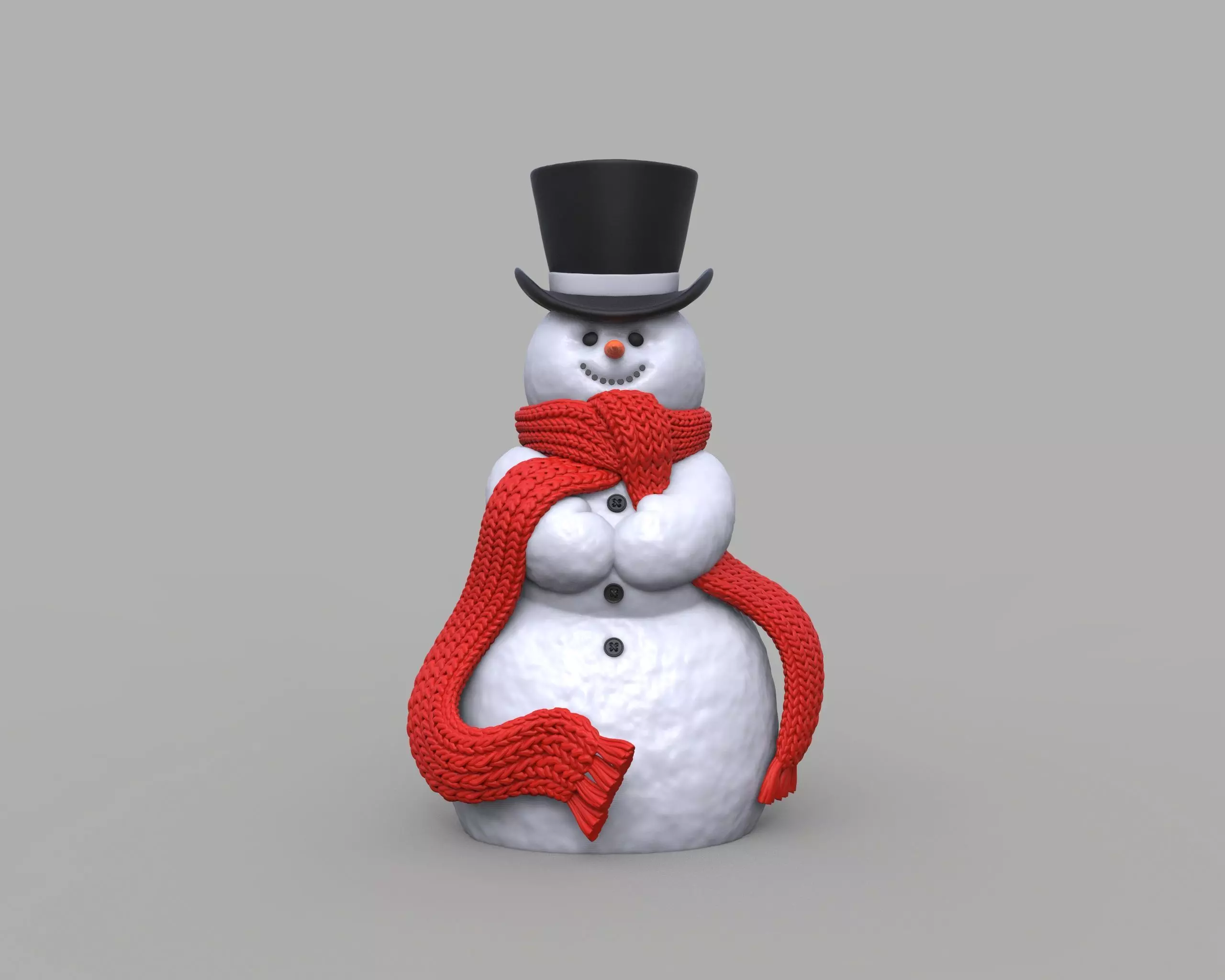 Snowman 3D Print Model wearing scarf 3D print model_0