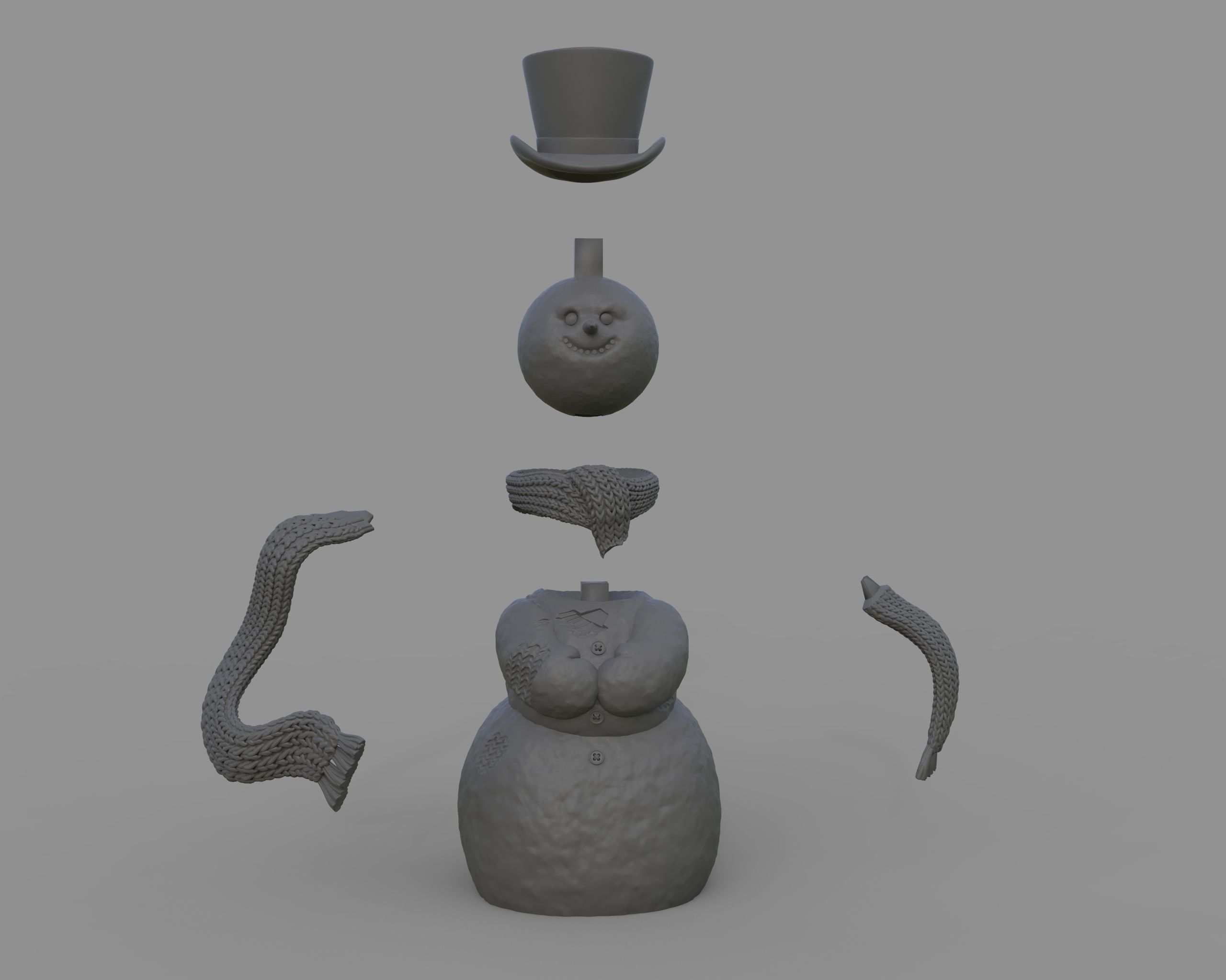 Snowman 3D Print Model wearing scarf 3D print model_5