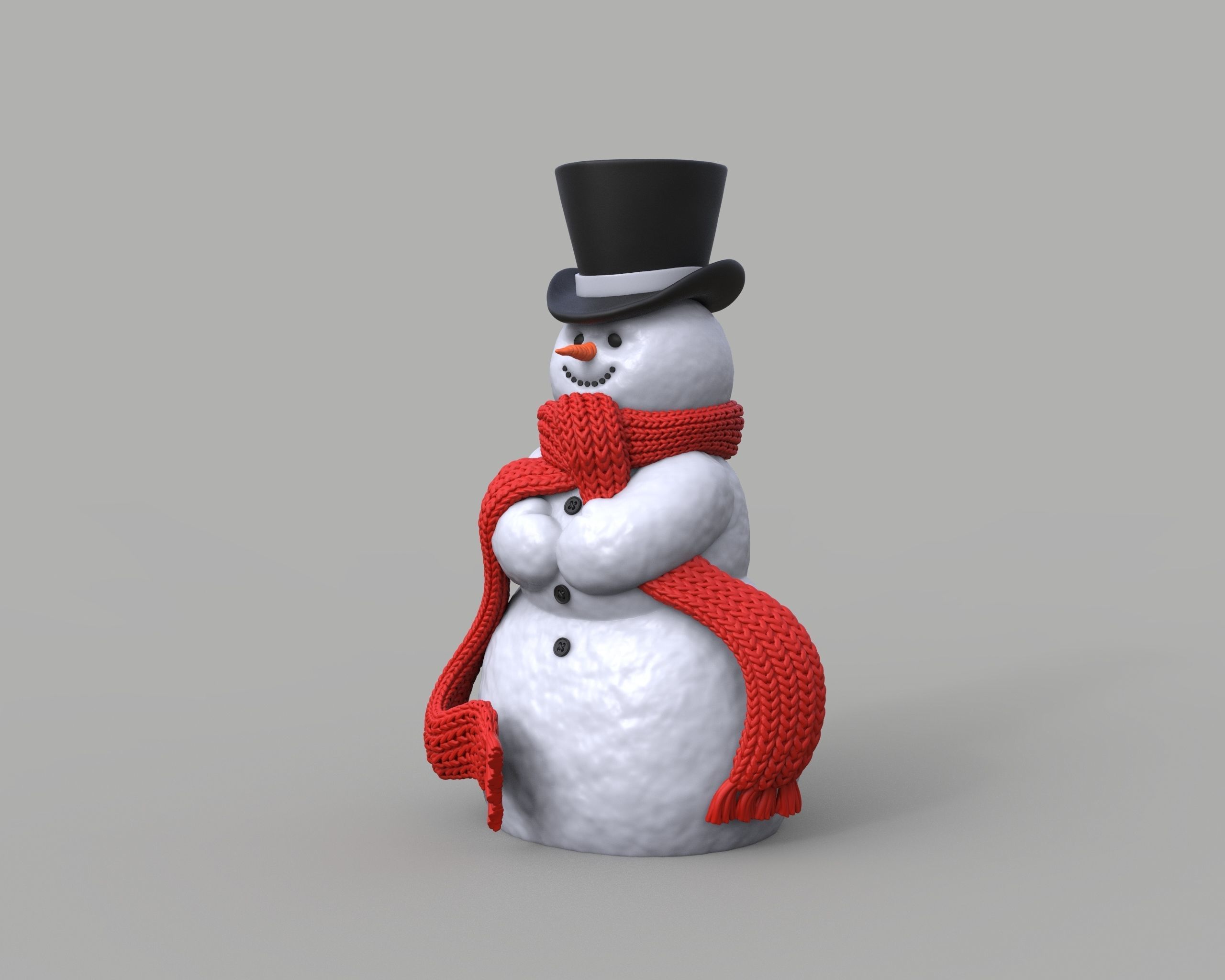 Snowman 3D Print Model wearing scarf 3D print model_1
