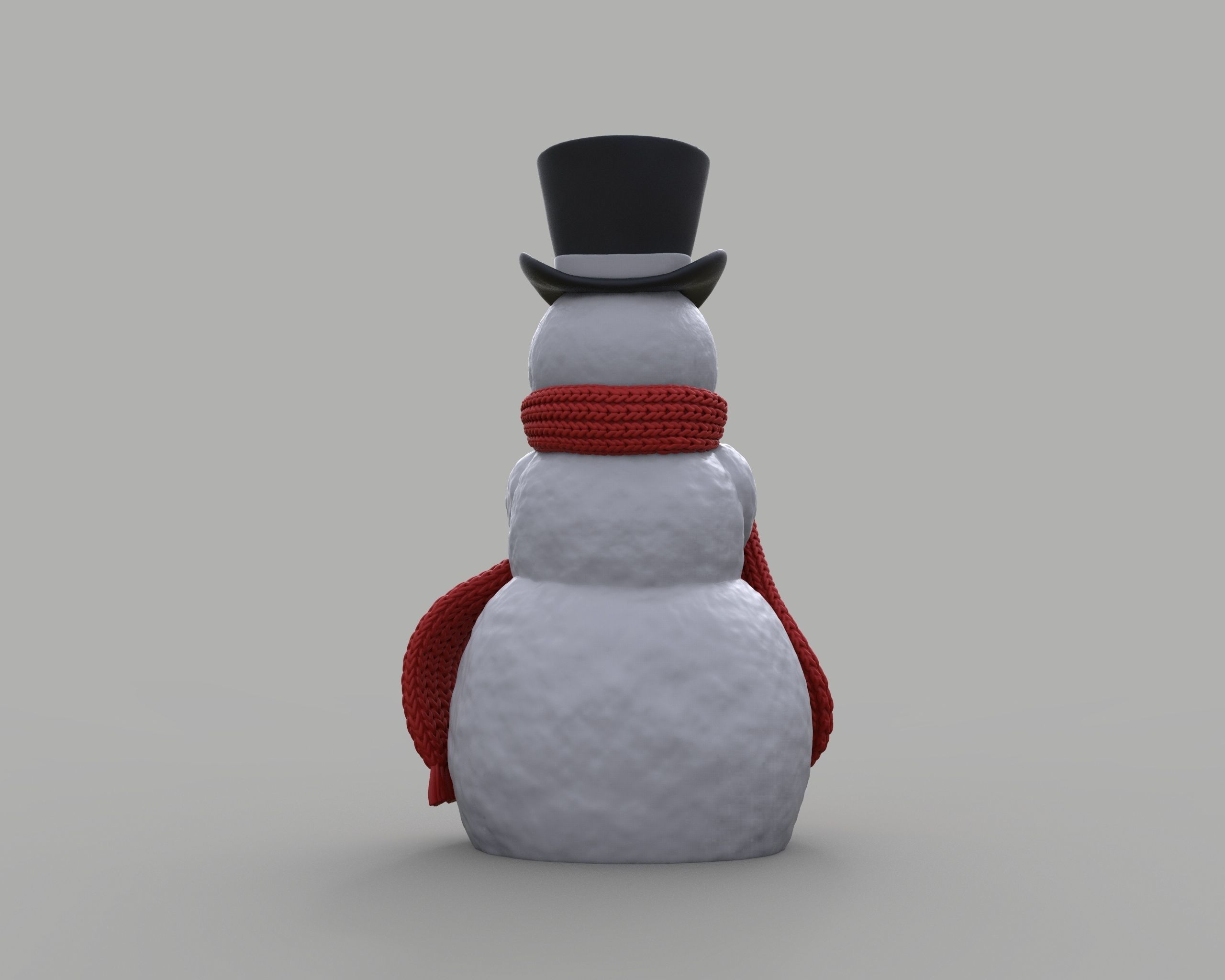 Snowman 3D Print Model wearing scarf 3D print model_3