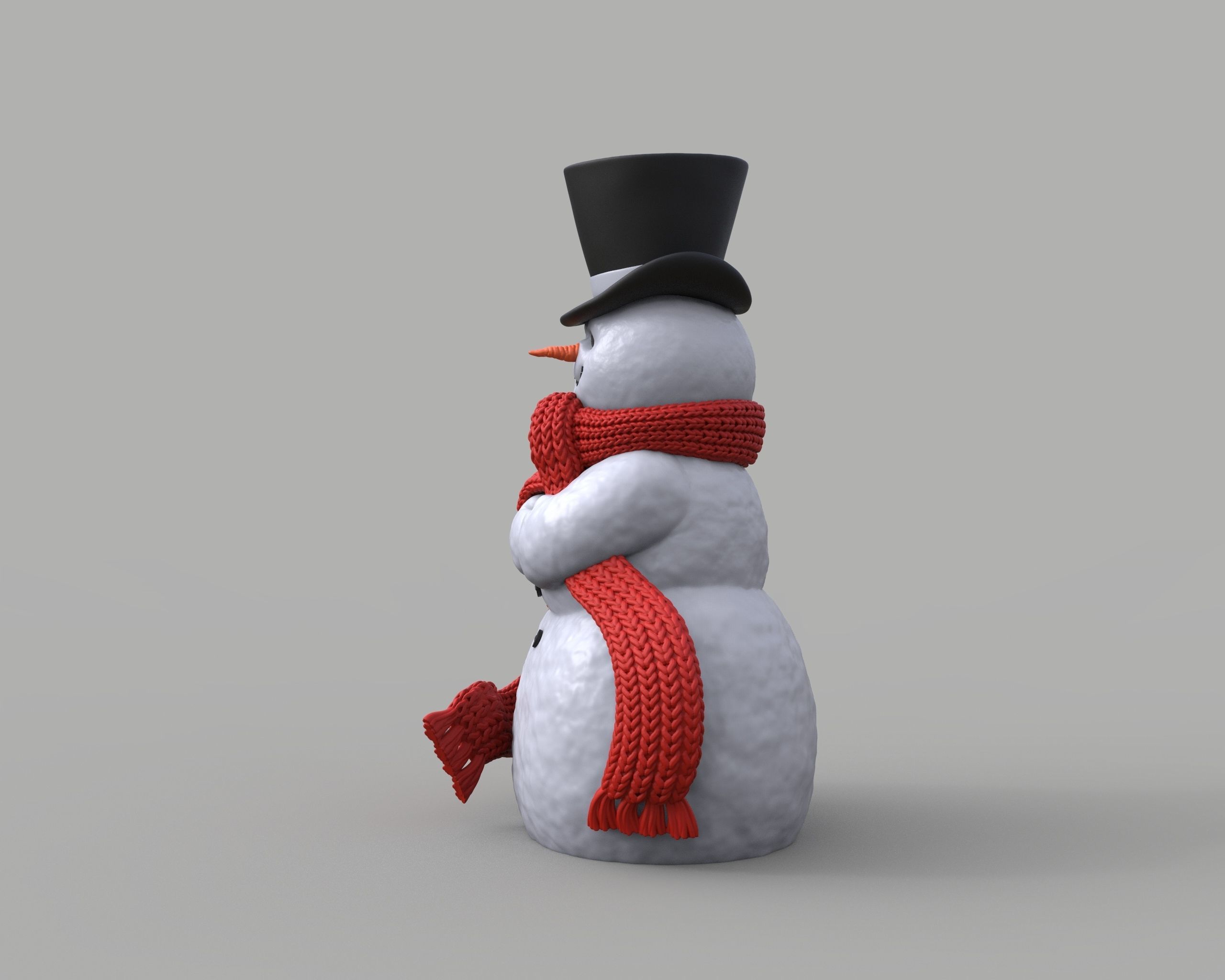 Snowman 3D Print Model wearing scarf 3D print model_2