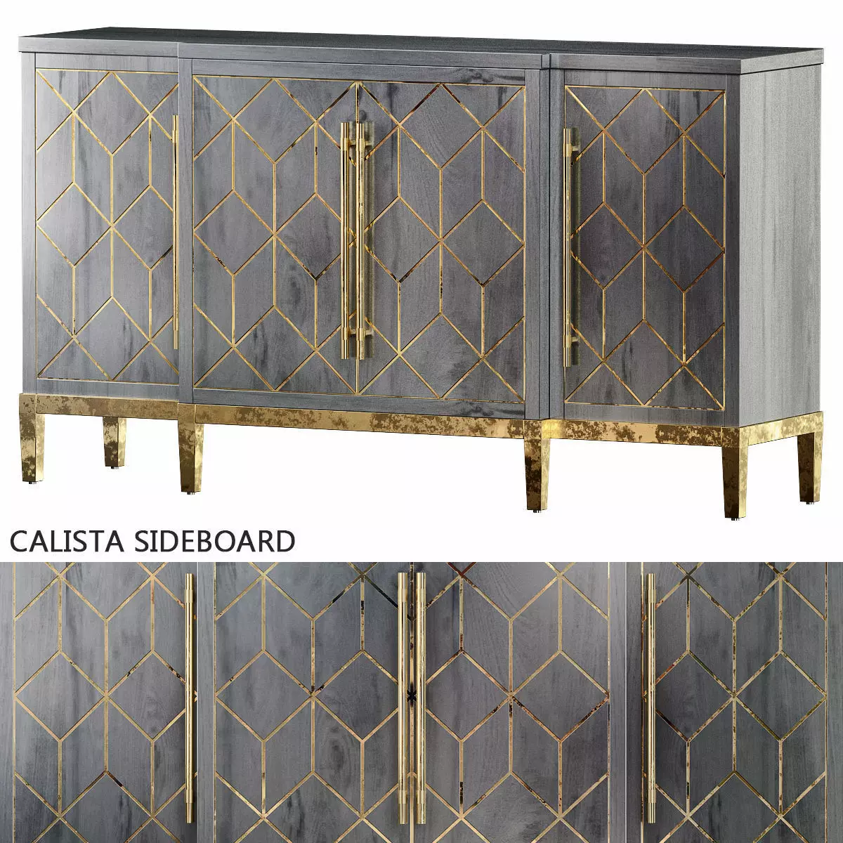 Calista Sideboard low poly 3d model Low-poly 3D model