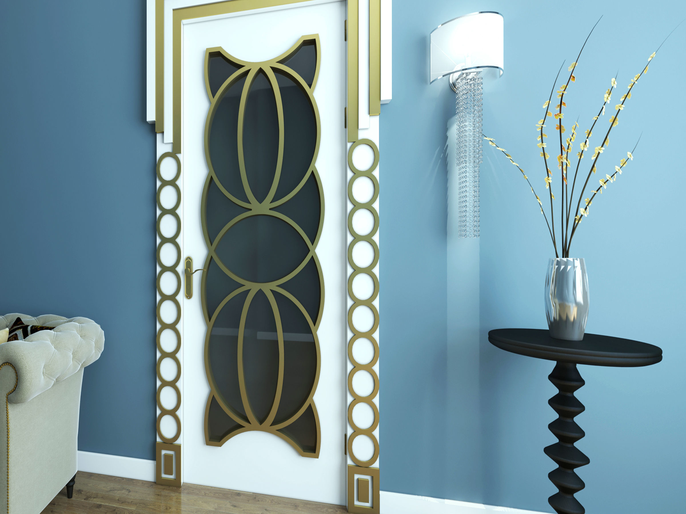 SET DOORS art deco style 3D model_11