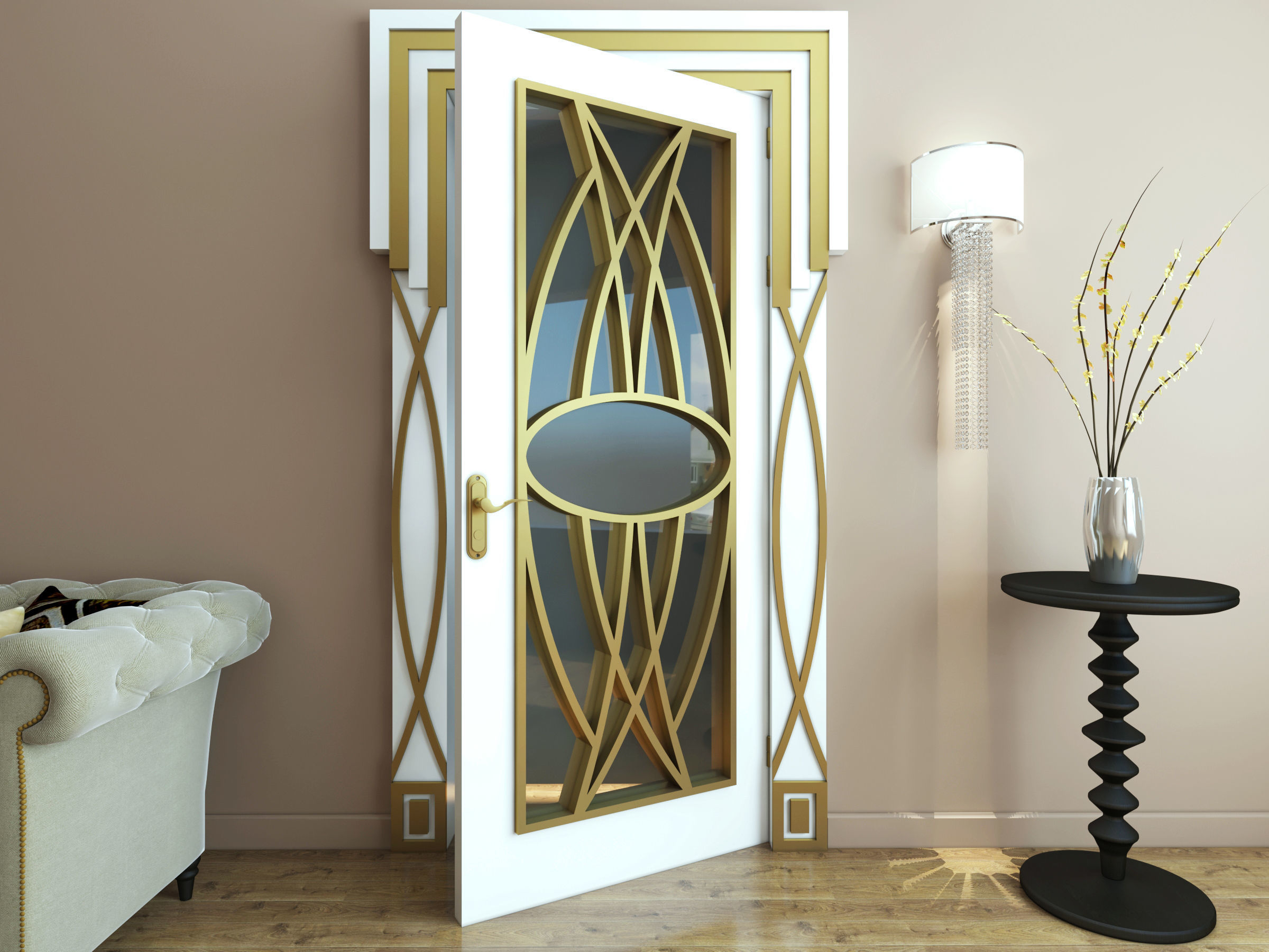 SET DOORS art deco style 3D model_16