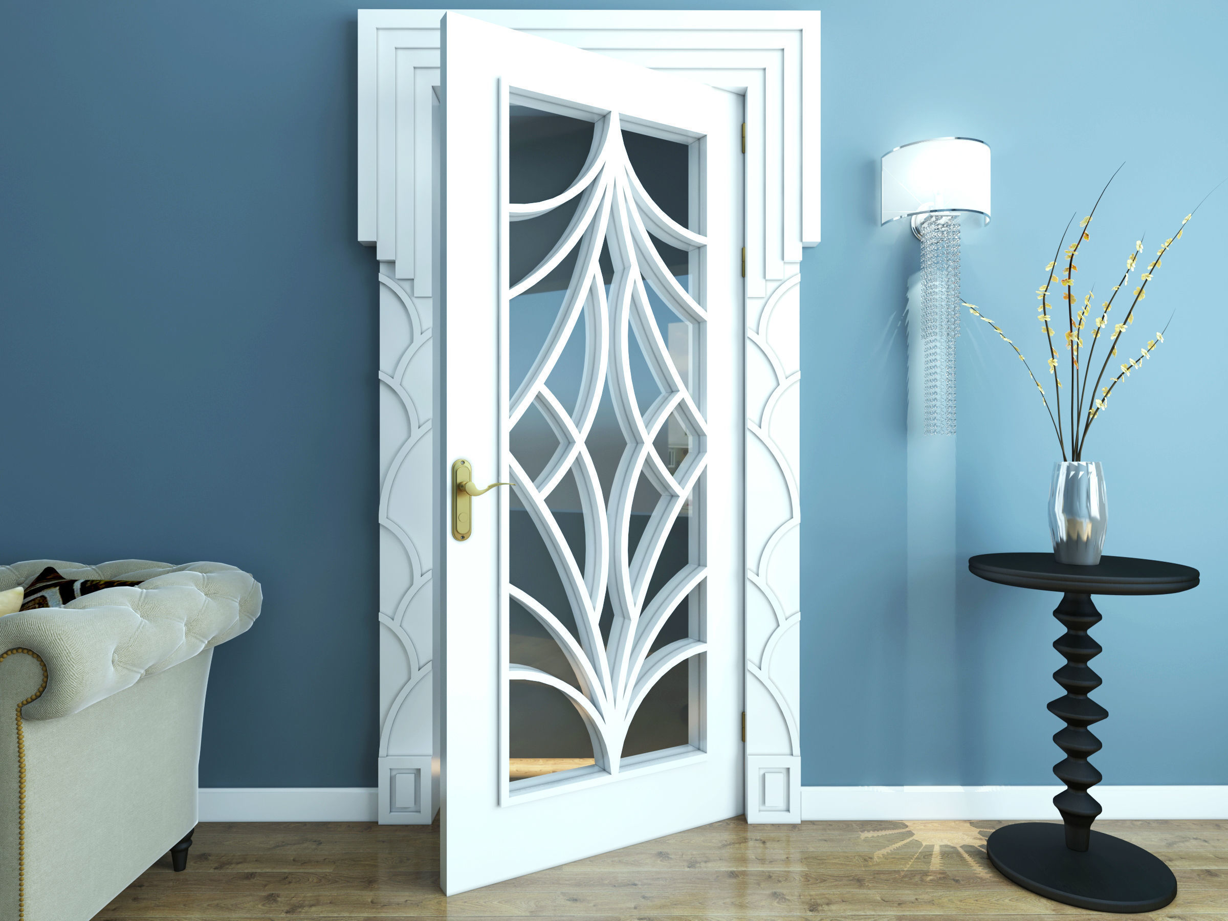 SET DOORS art deco style 3D model_7
