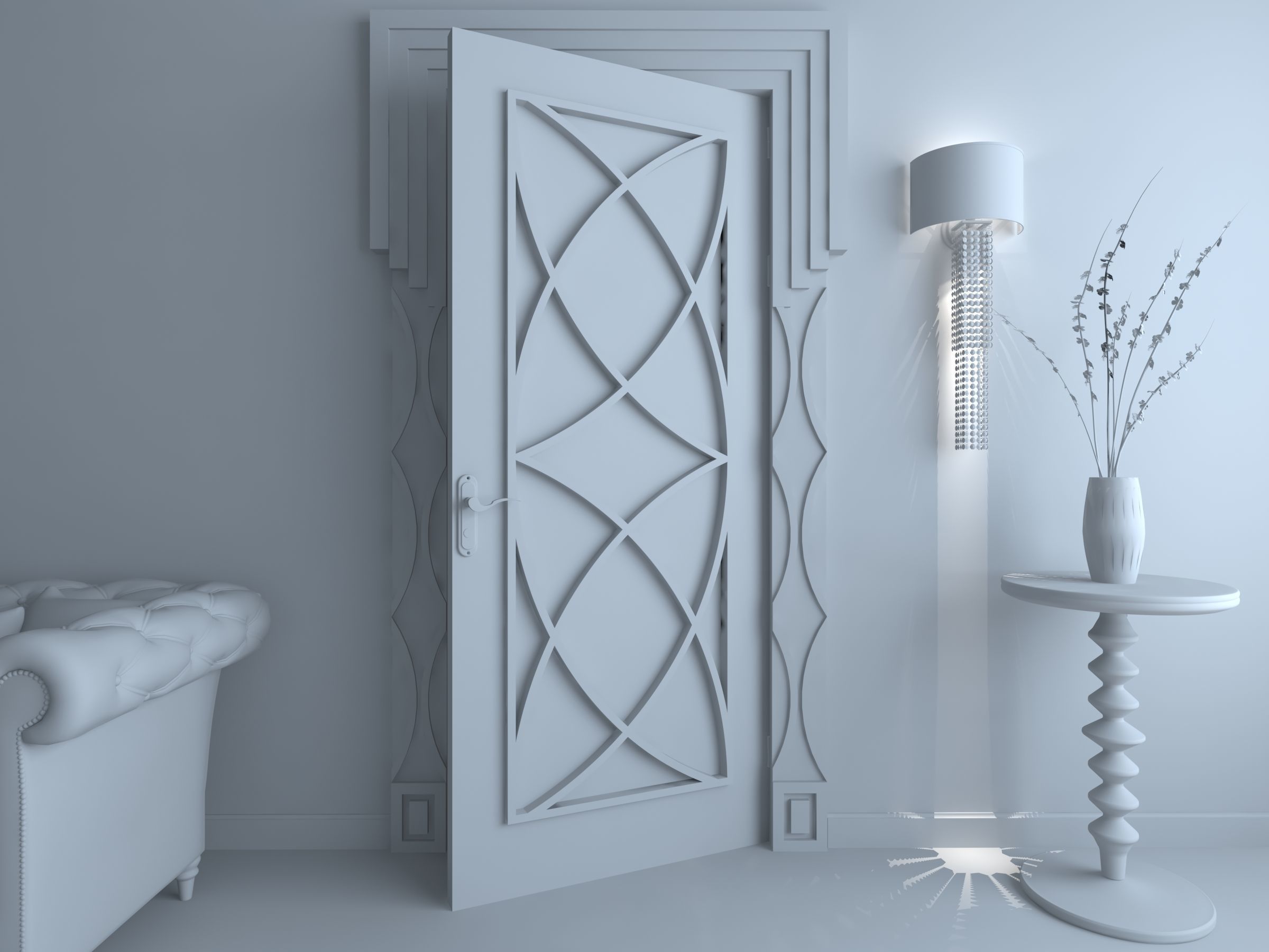 SET DOORS art deco style 3D model_3