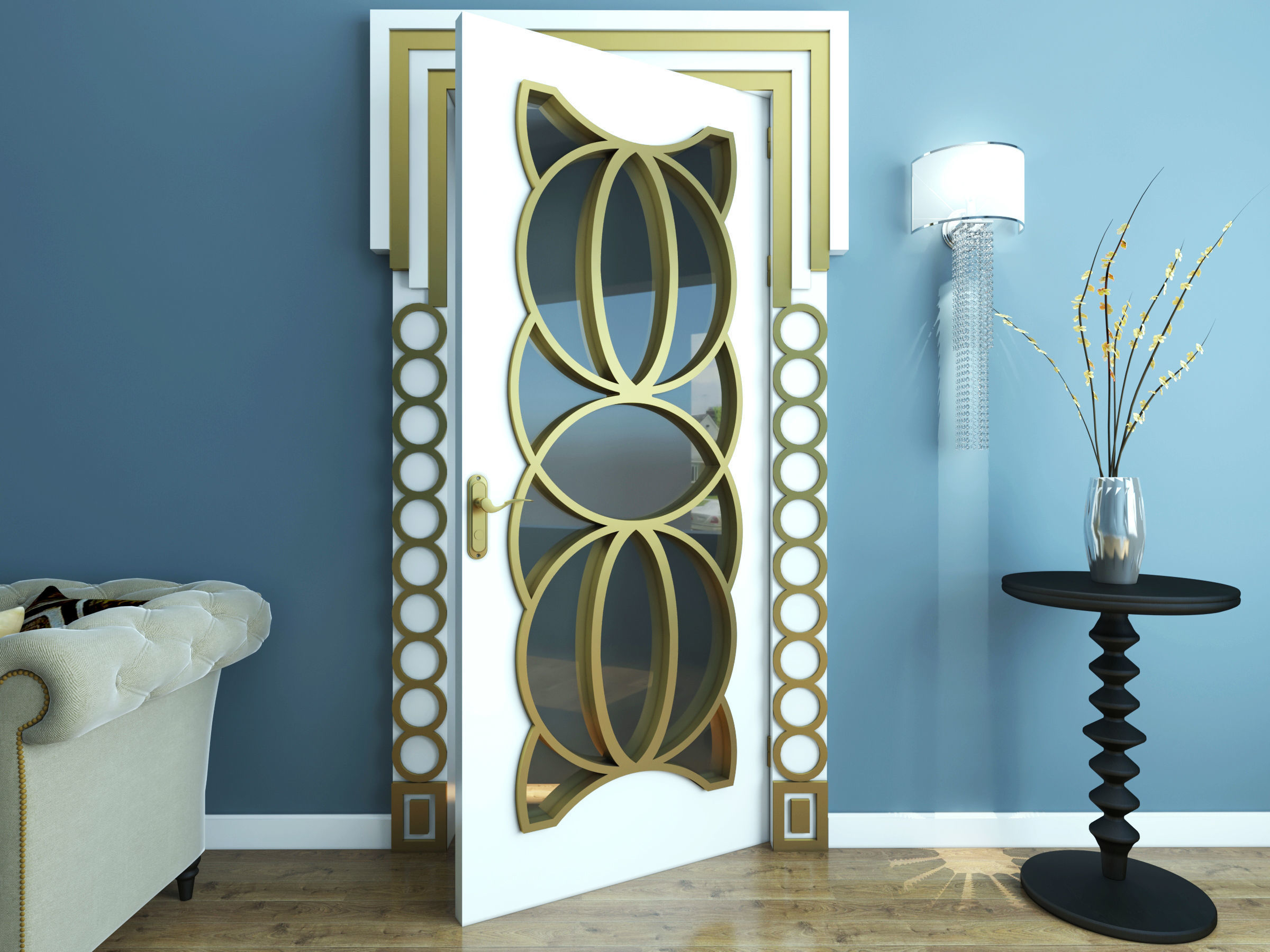 SET DOORS art deco style 3D model_8