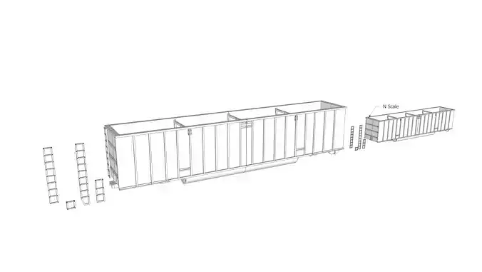 Wood Chip Gondola HO and N Scales Bay Line Bathtub 3D print model