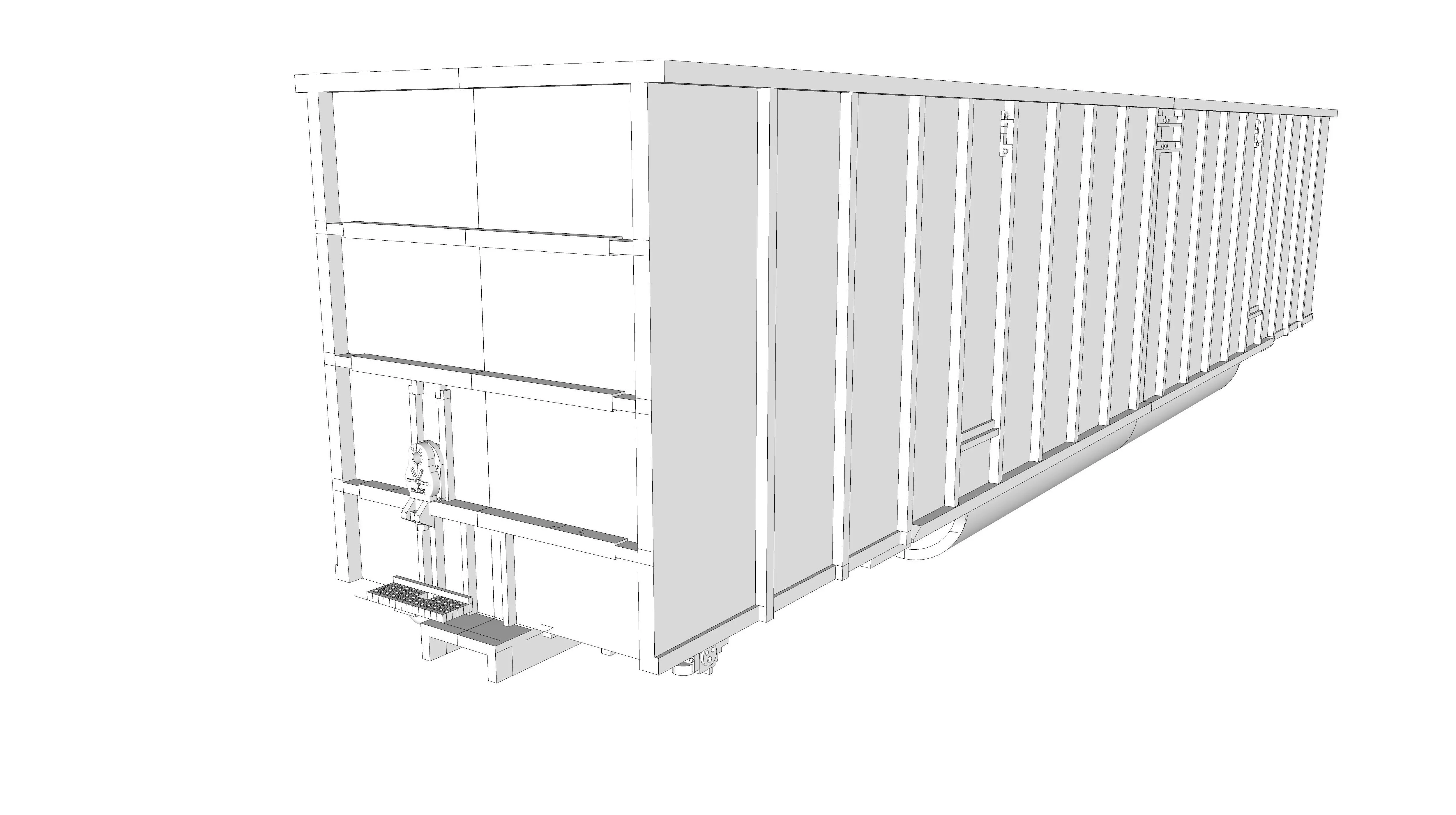 Wood Chip Gondola HO and N Scales Bay Line Bathtub 3D print model_4