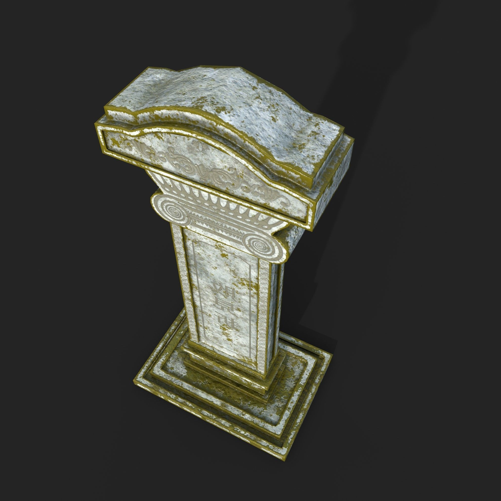 Tombstone column Low-poly 3D model_4