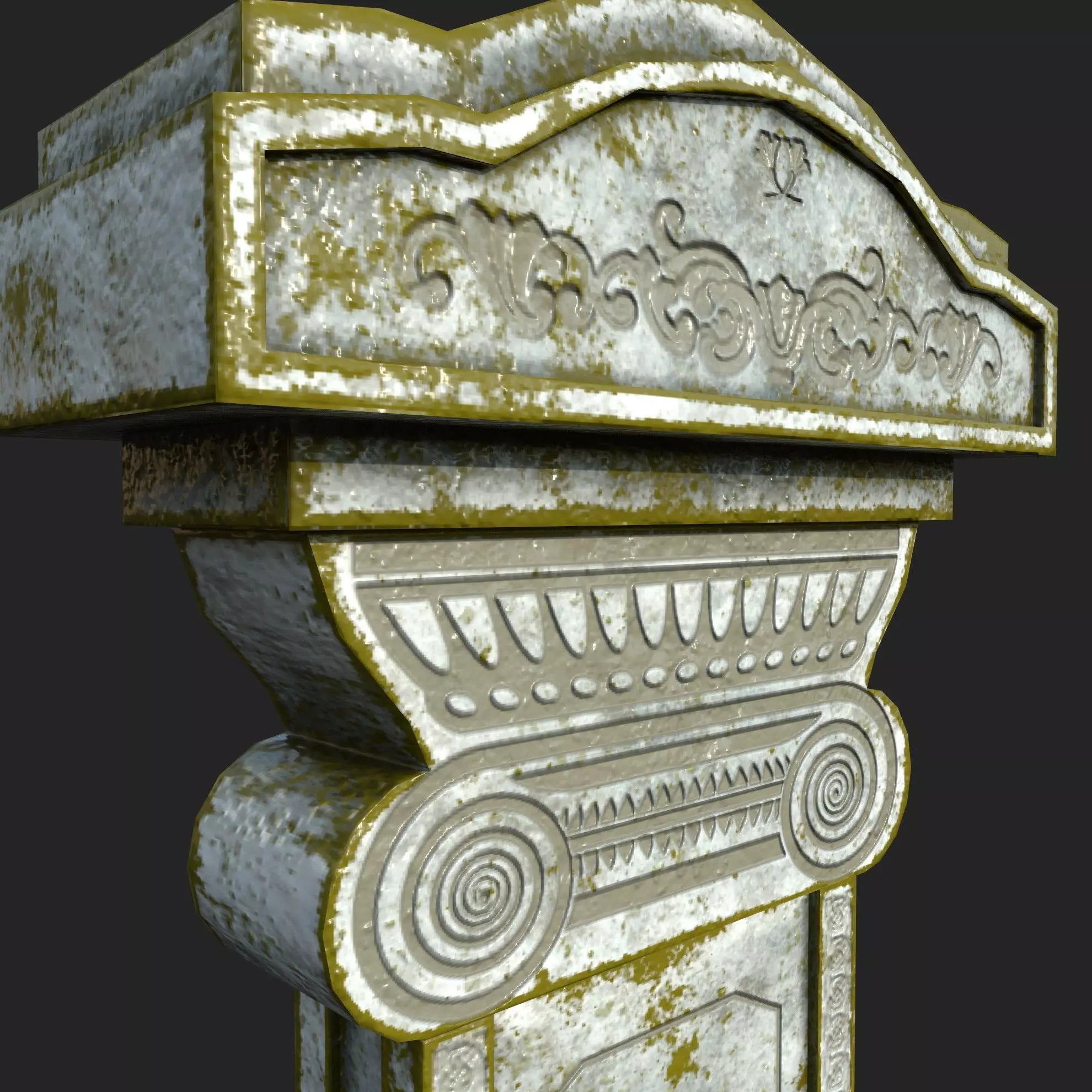 Tombstone column Low-poly 3D model_1