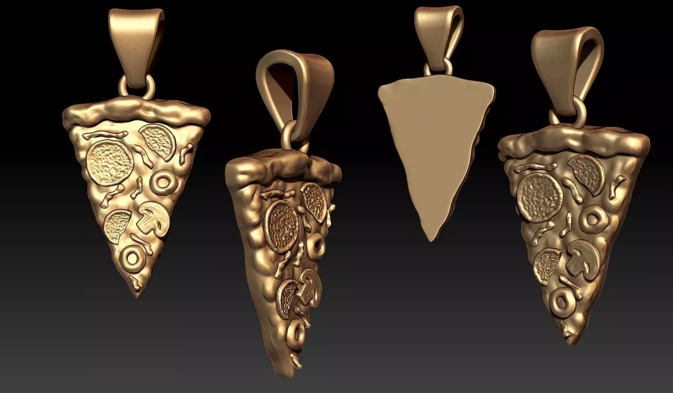 Pizza pendant 3D print model_0