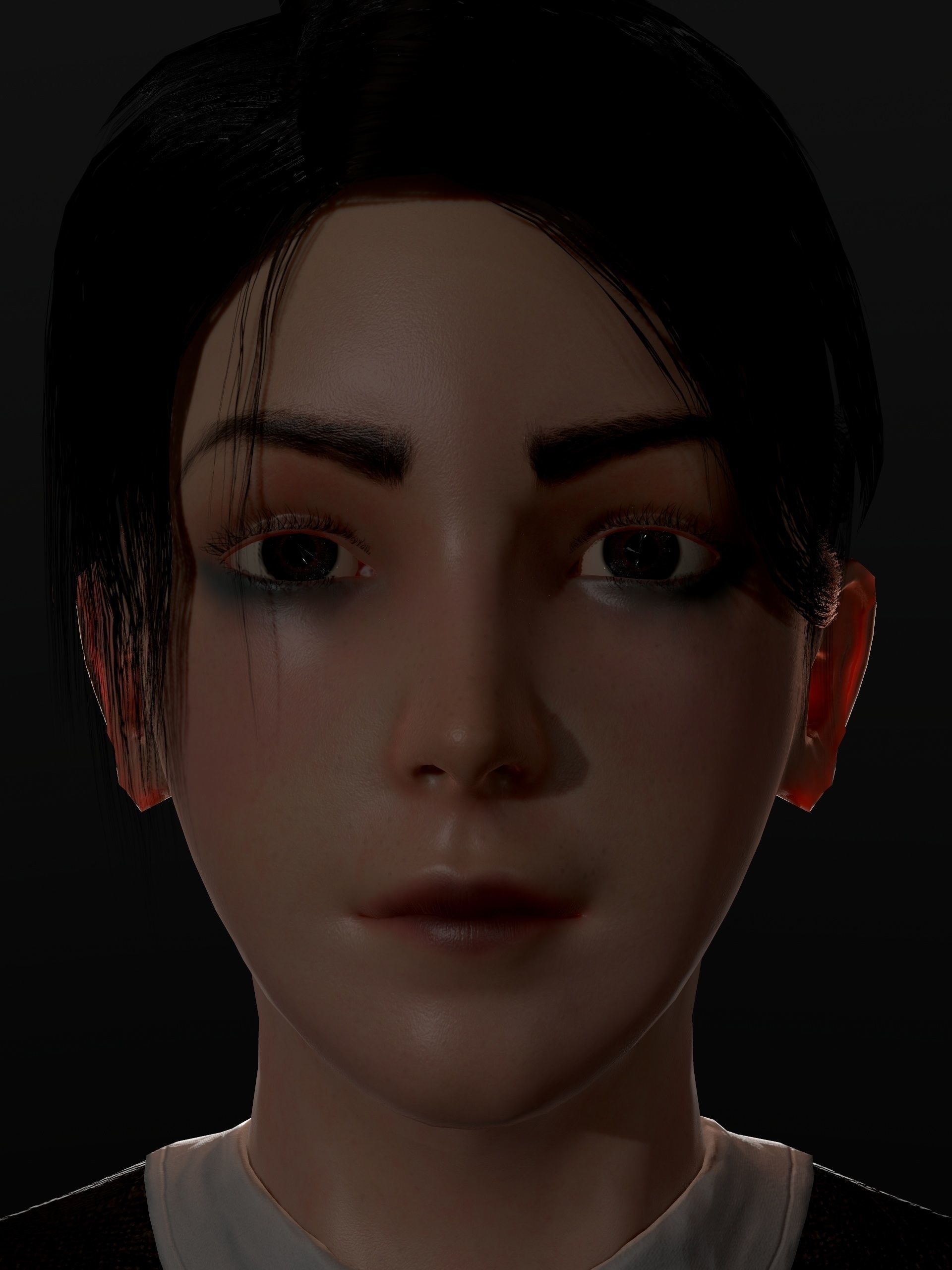 School Goth girl Low-poly 3D model_19