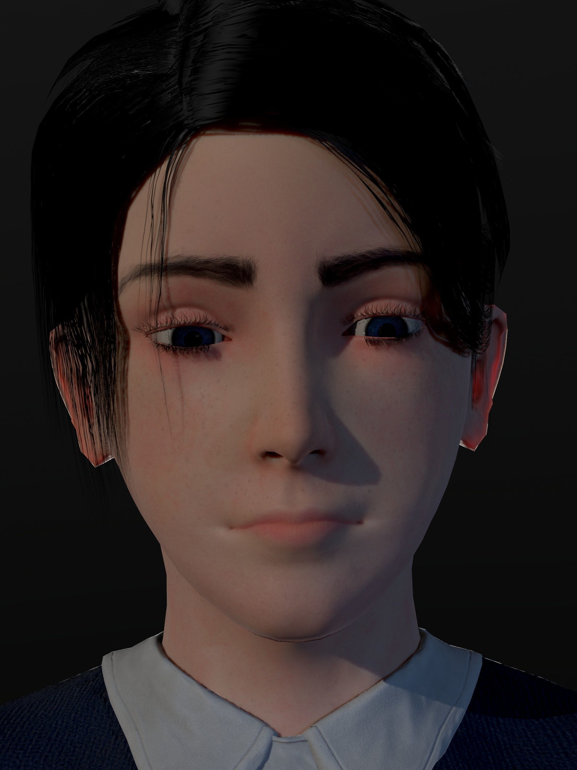 School Goth girl Low-poly 3D model_28