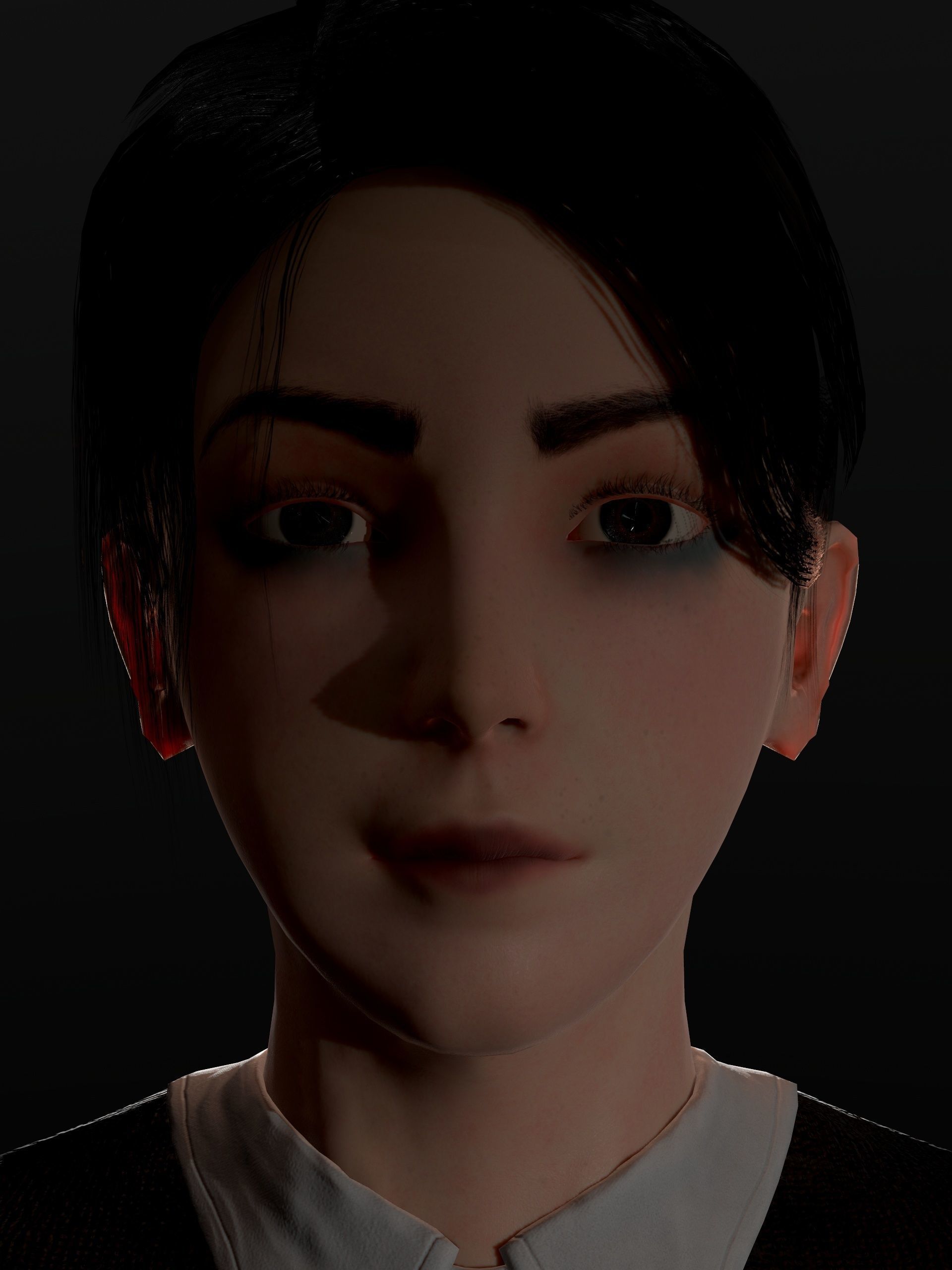 School Goth girl Low-poly 3D model_16