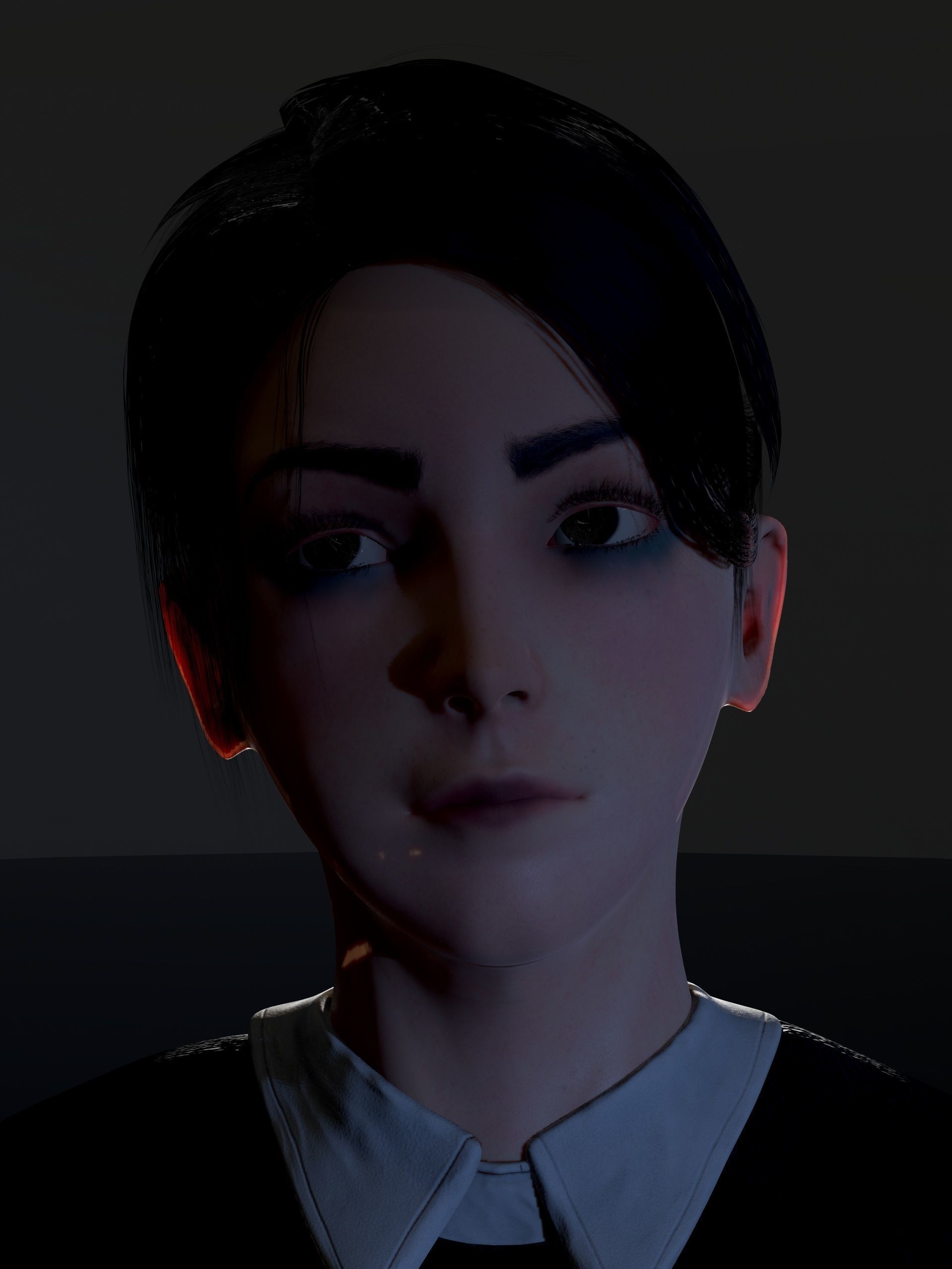 School Goth girl Low-poly 3D model_26