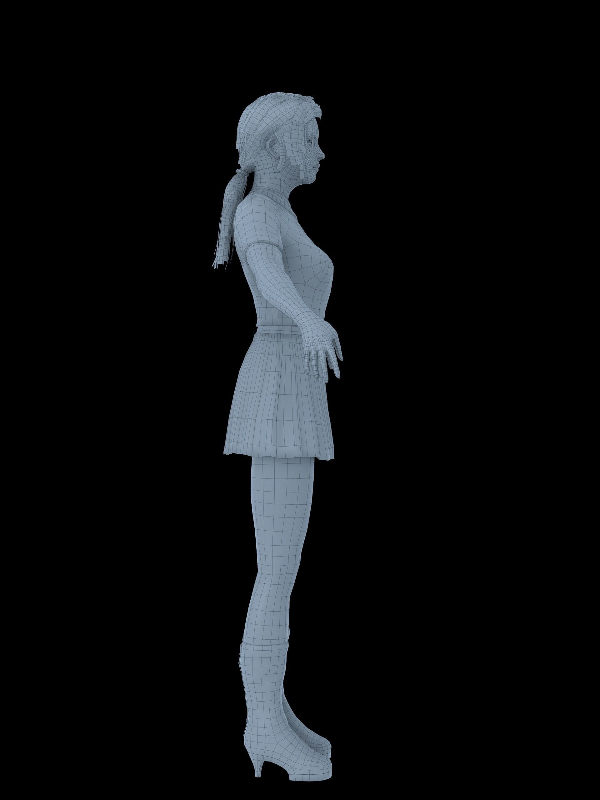 School Goth girl Low-poly 3D model_12