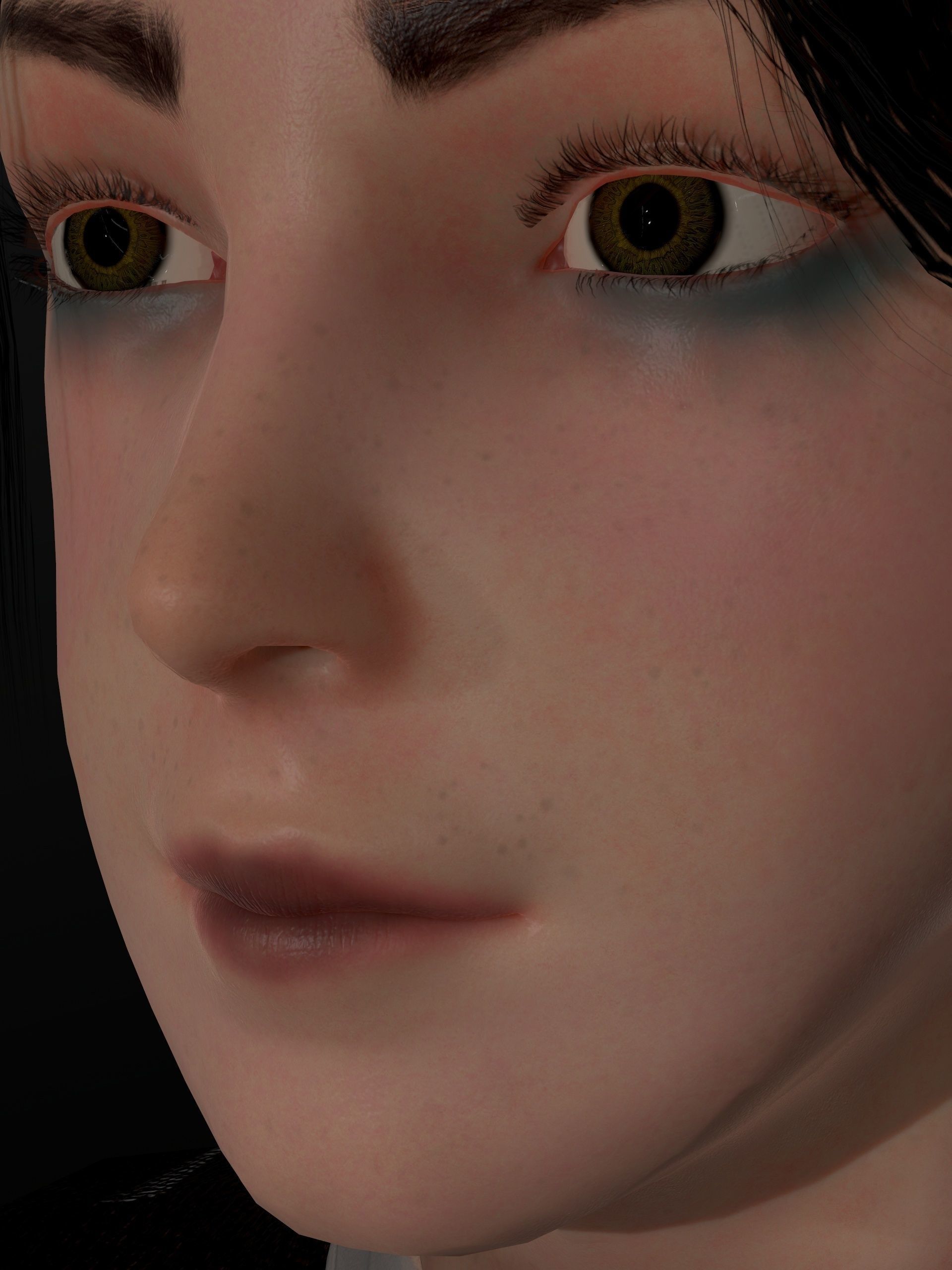 School Goth girl Low-poly 3D model_21