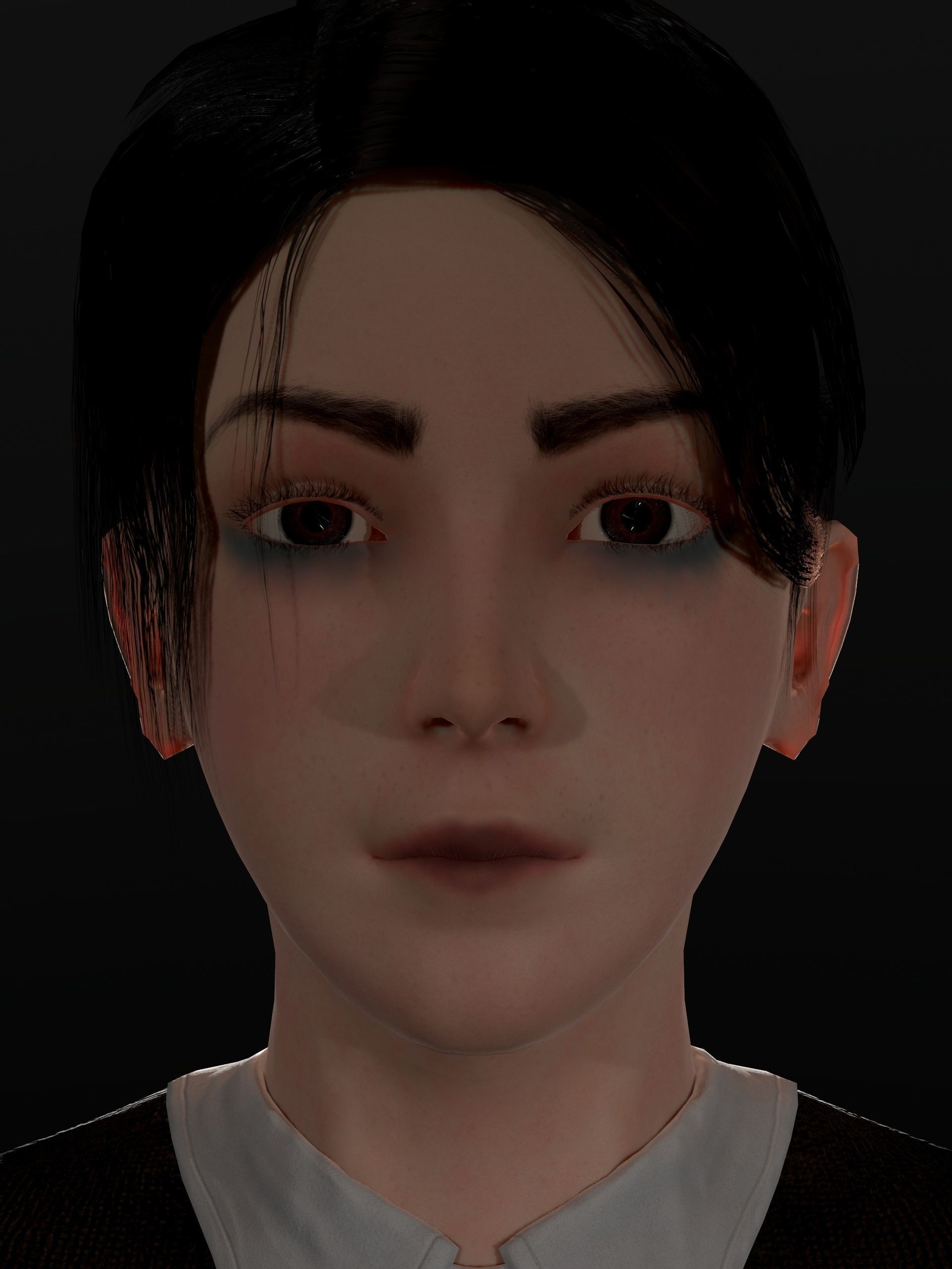 School Goth girl Low-poly 3D model_14