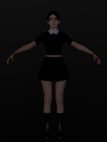 School Goth girl Low-poly 3D model