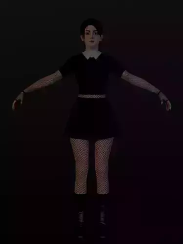 School Goth girl Low-poly 3D model
