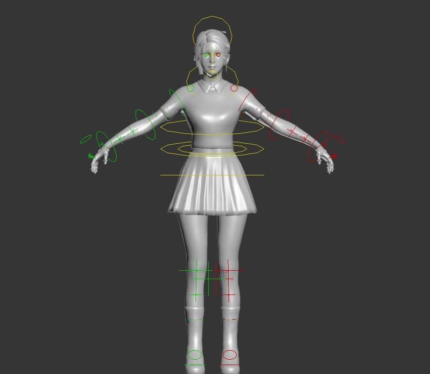 School Goth girl Low-poly 3D model_22