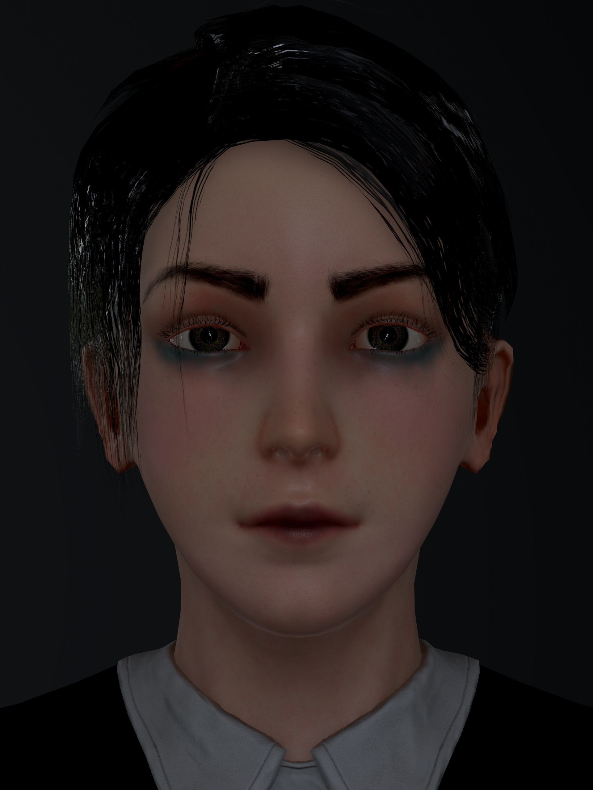 School Goth girl Low-poly 3D model_3