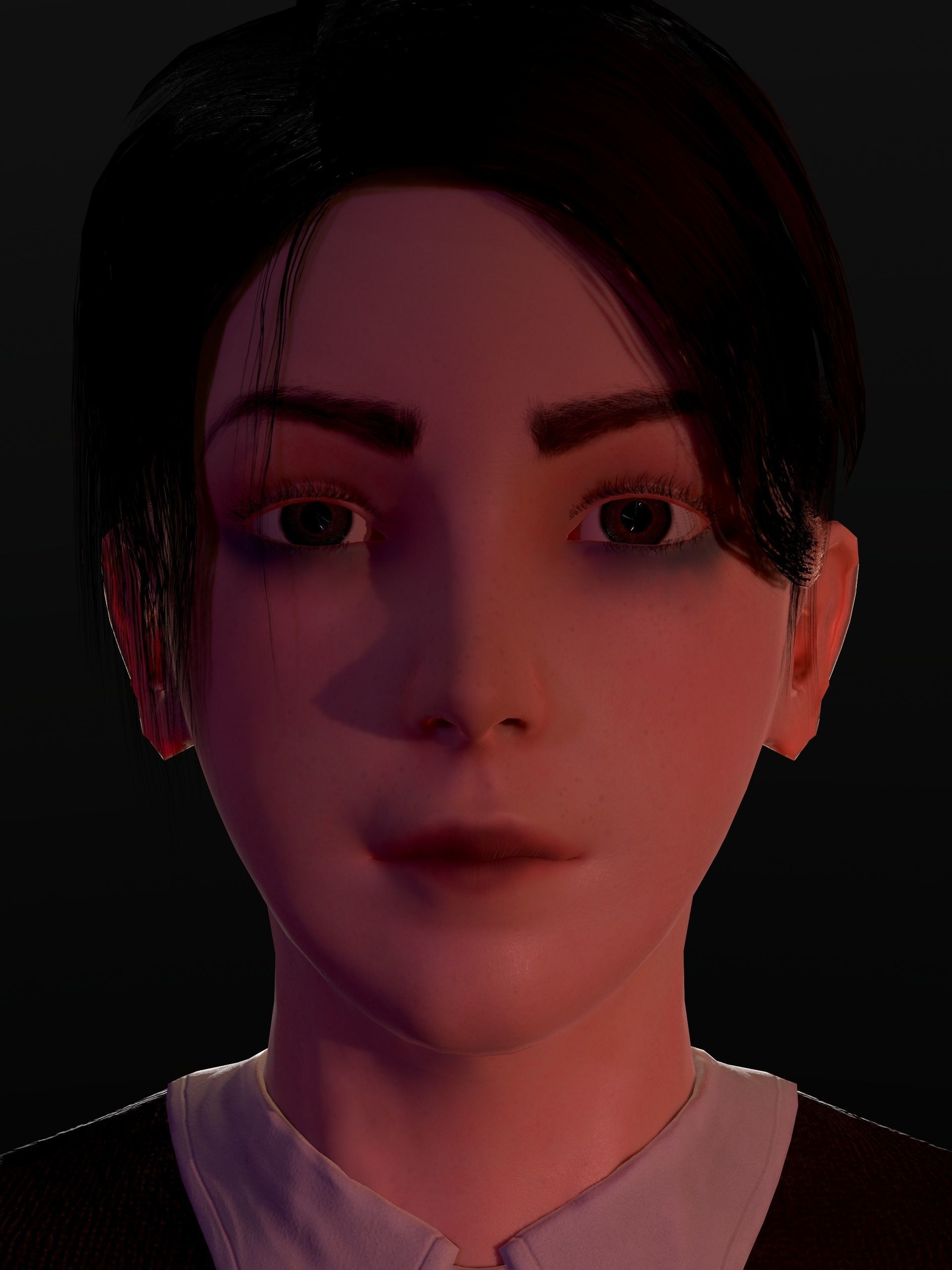 School Goth girl Low-poly 3D model_18