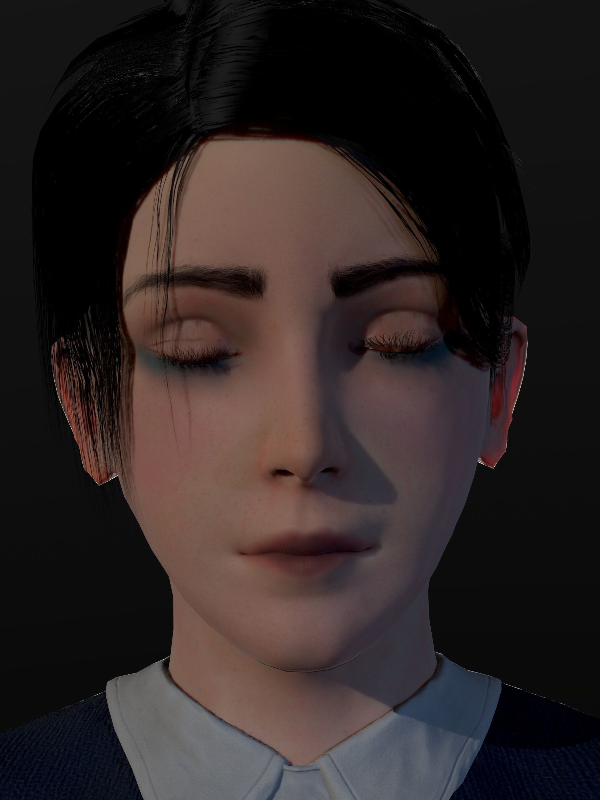 School Goth girl Low-poly 3D model_29