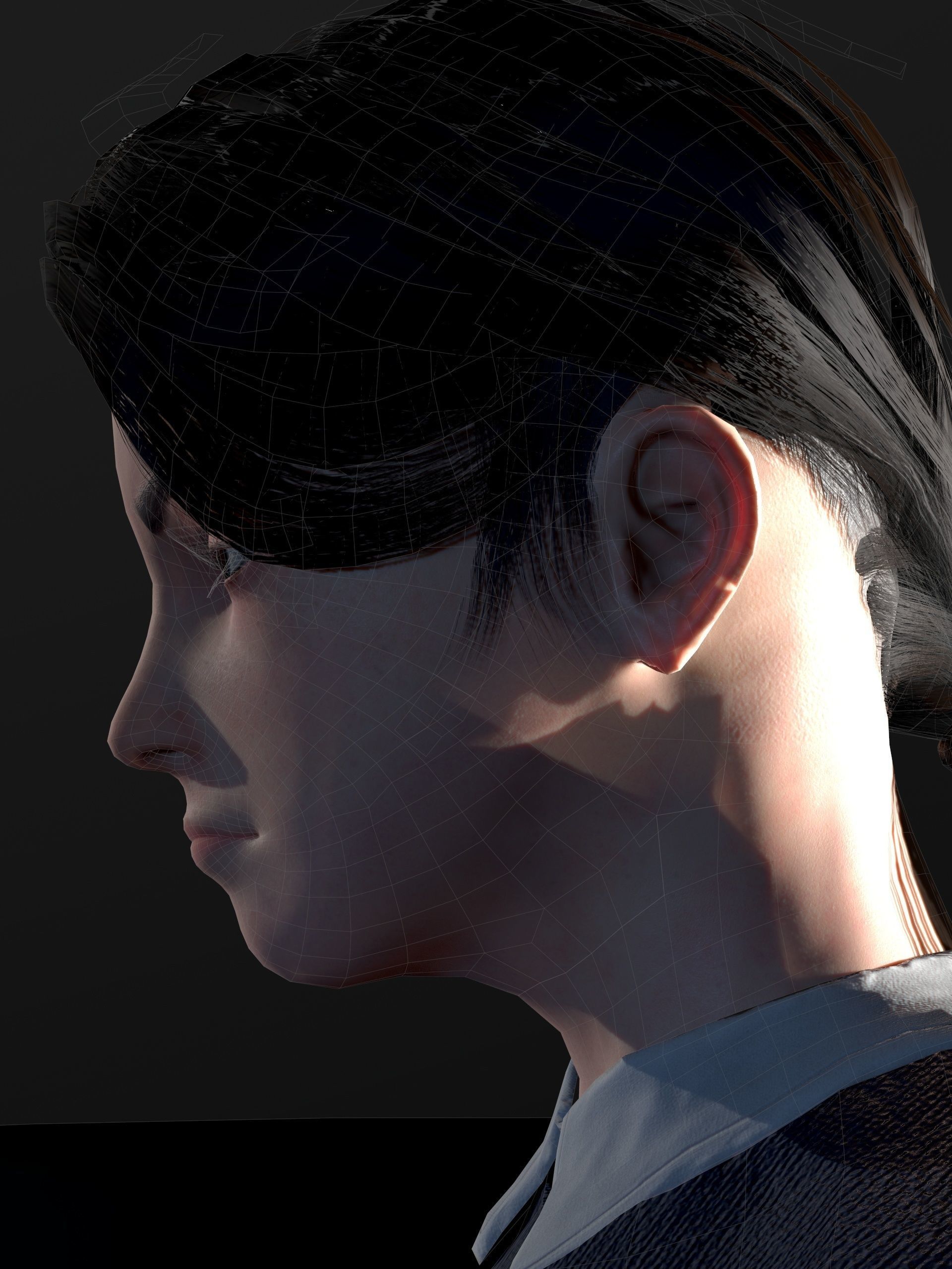 School Goth girl Low-poly 3D model_32