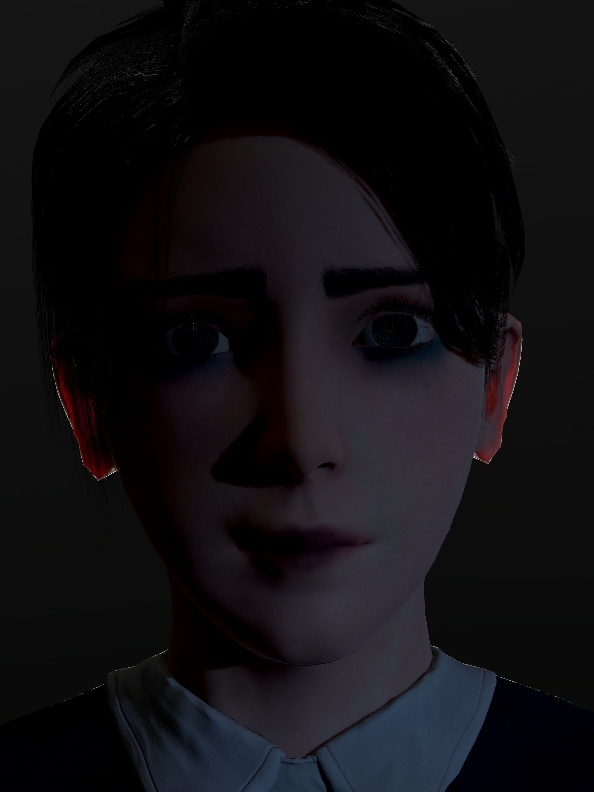 School Goth girl Low-poly 3D model_30