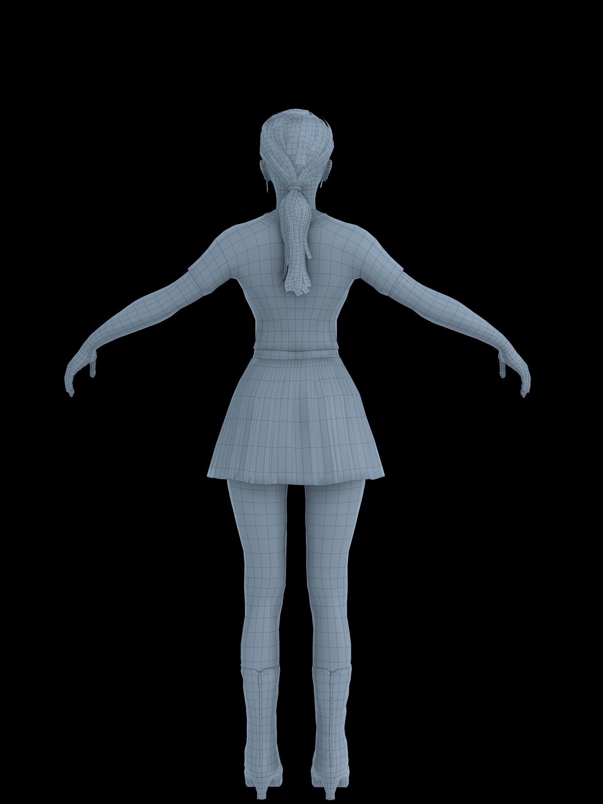 School Goth girl Low-poly 3D model_11