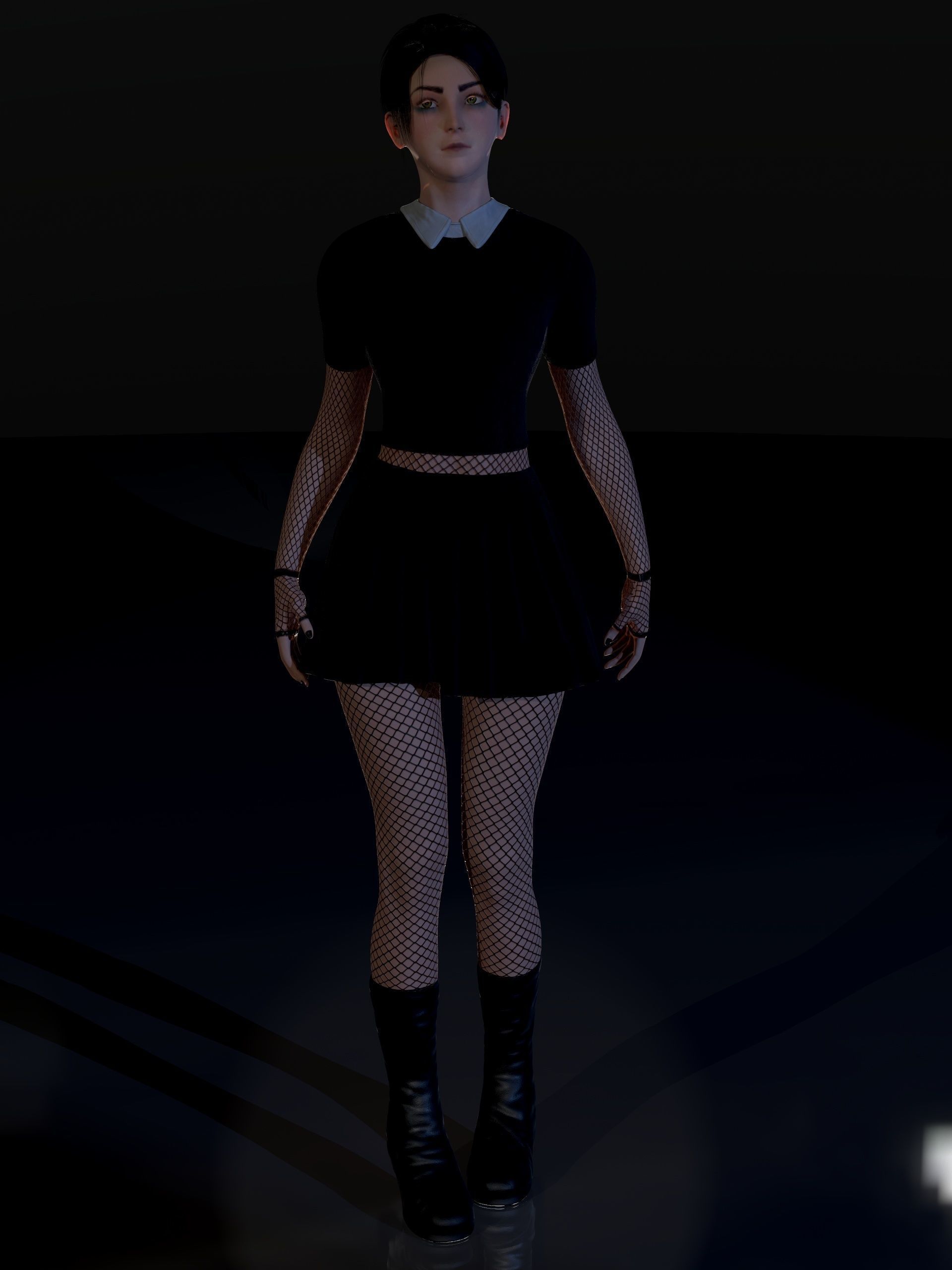 School Goth girl Low-poly 3D model_23