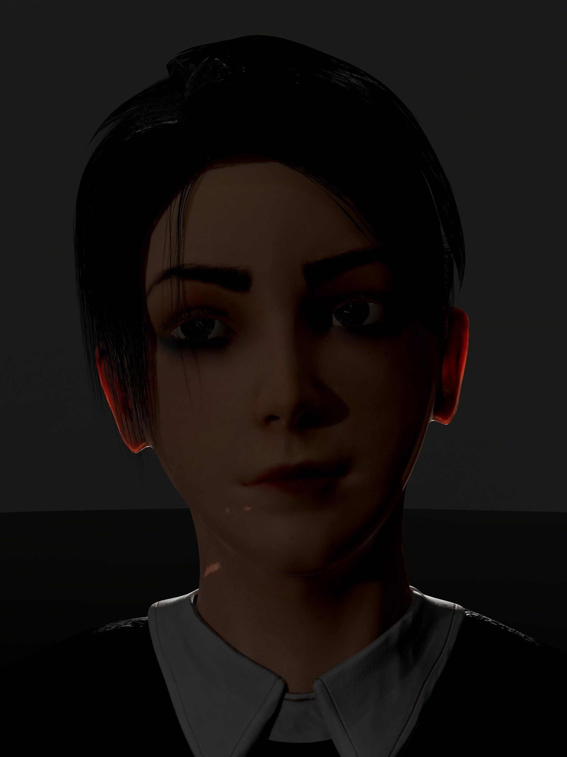 School Goth girl Low-poly 3D model_25