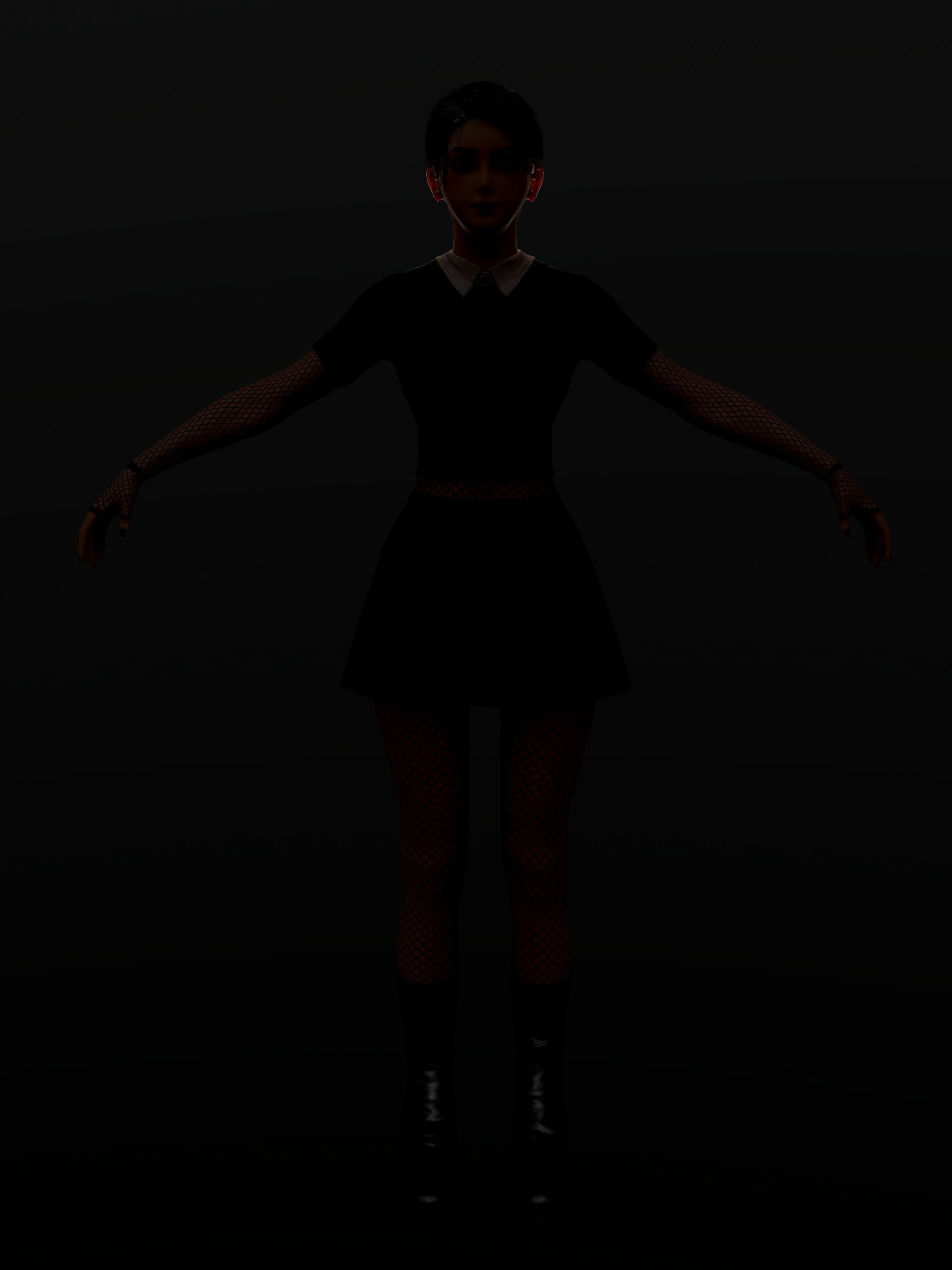 School Goth girl Low-poly 3D model_9