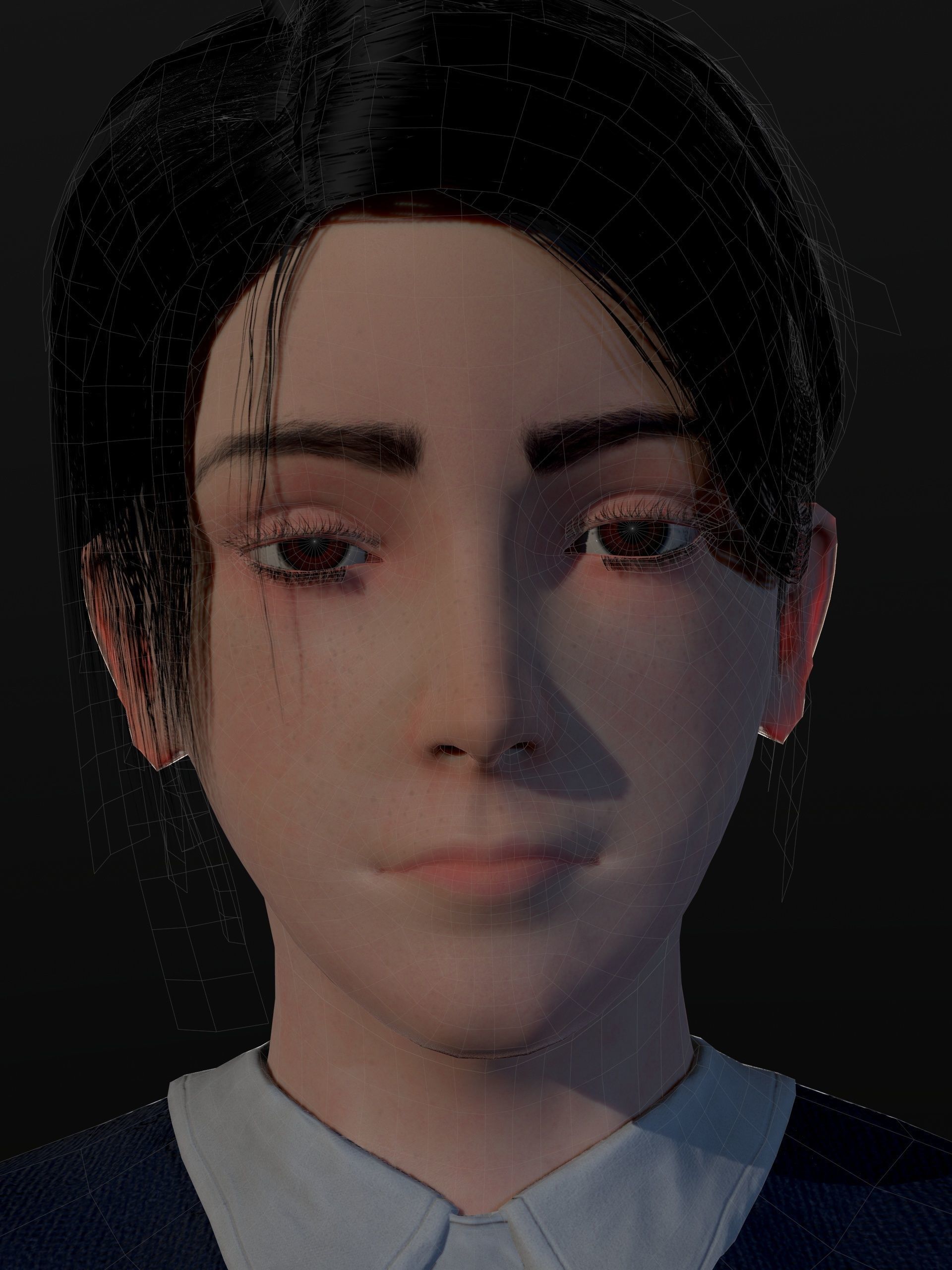 School Goth girl Low-poly 3D model_31