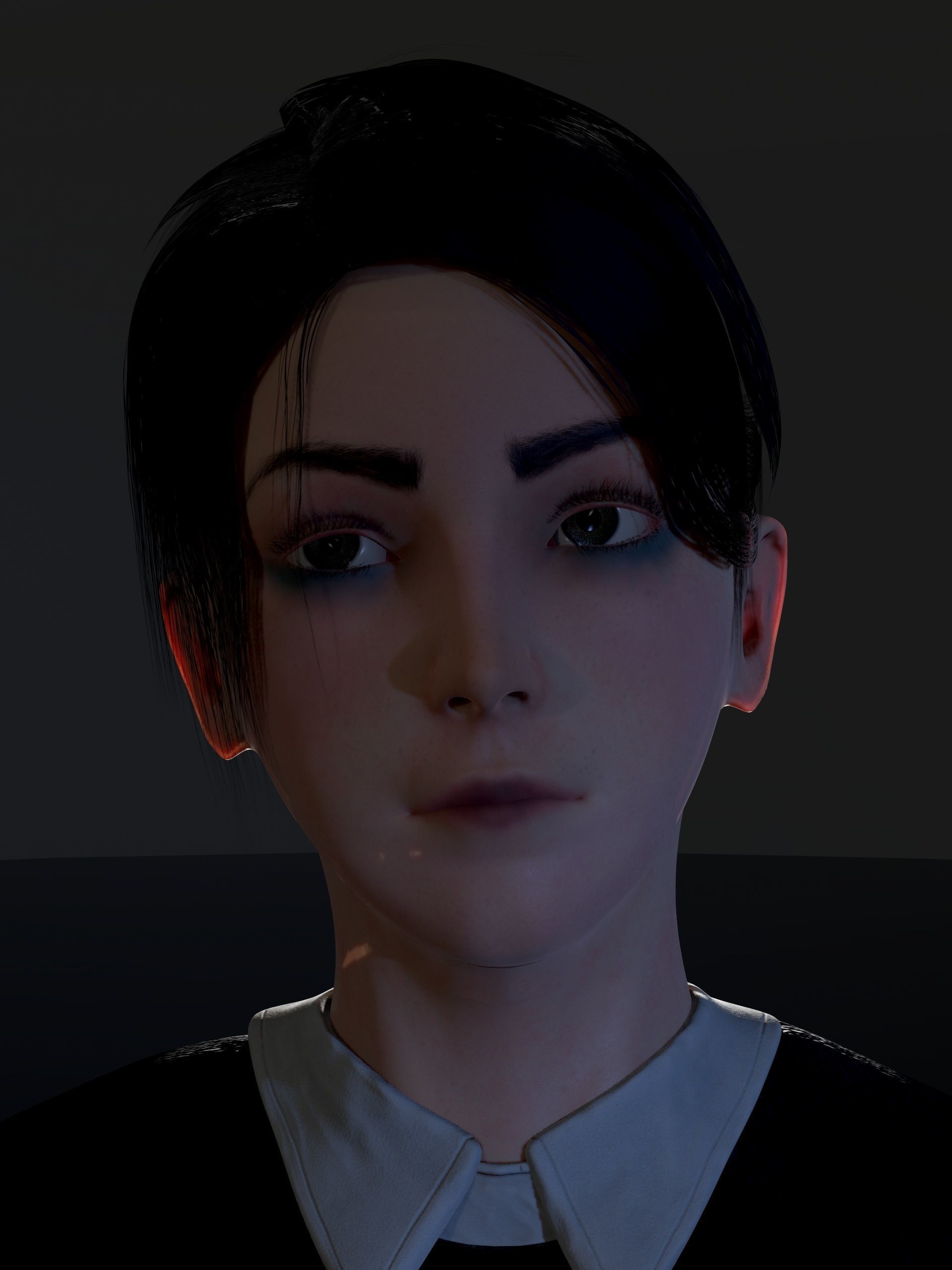 School Goth girl Low-poly 3D model_24