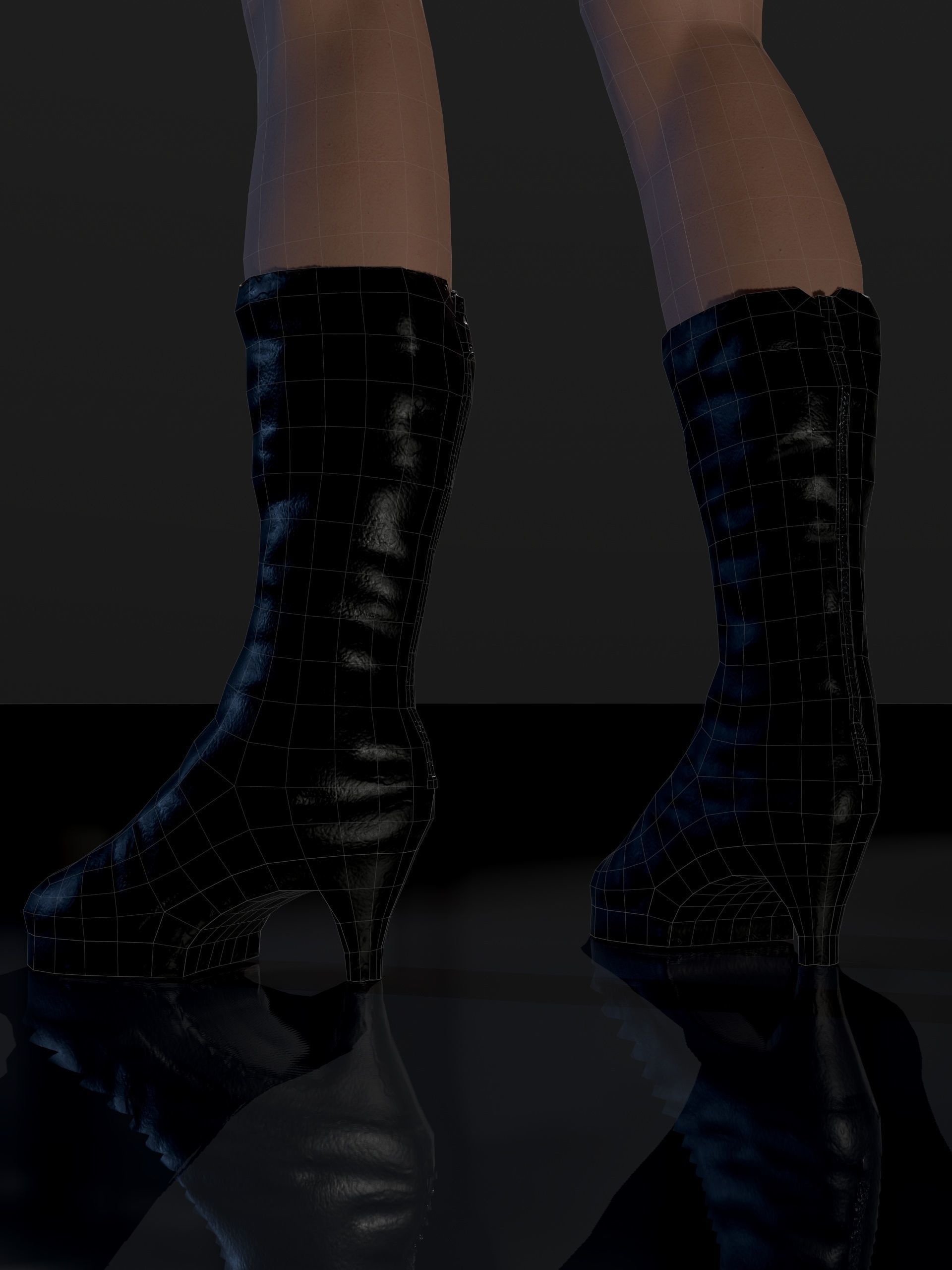 School Goth girl Low-poly 3D model_33