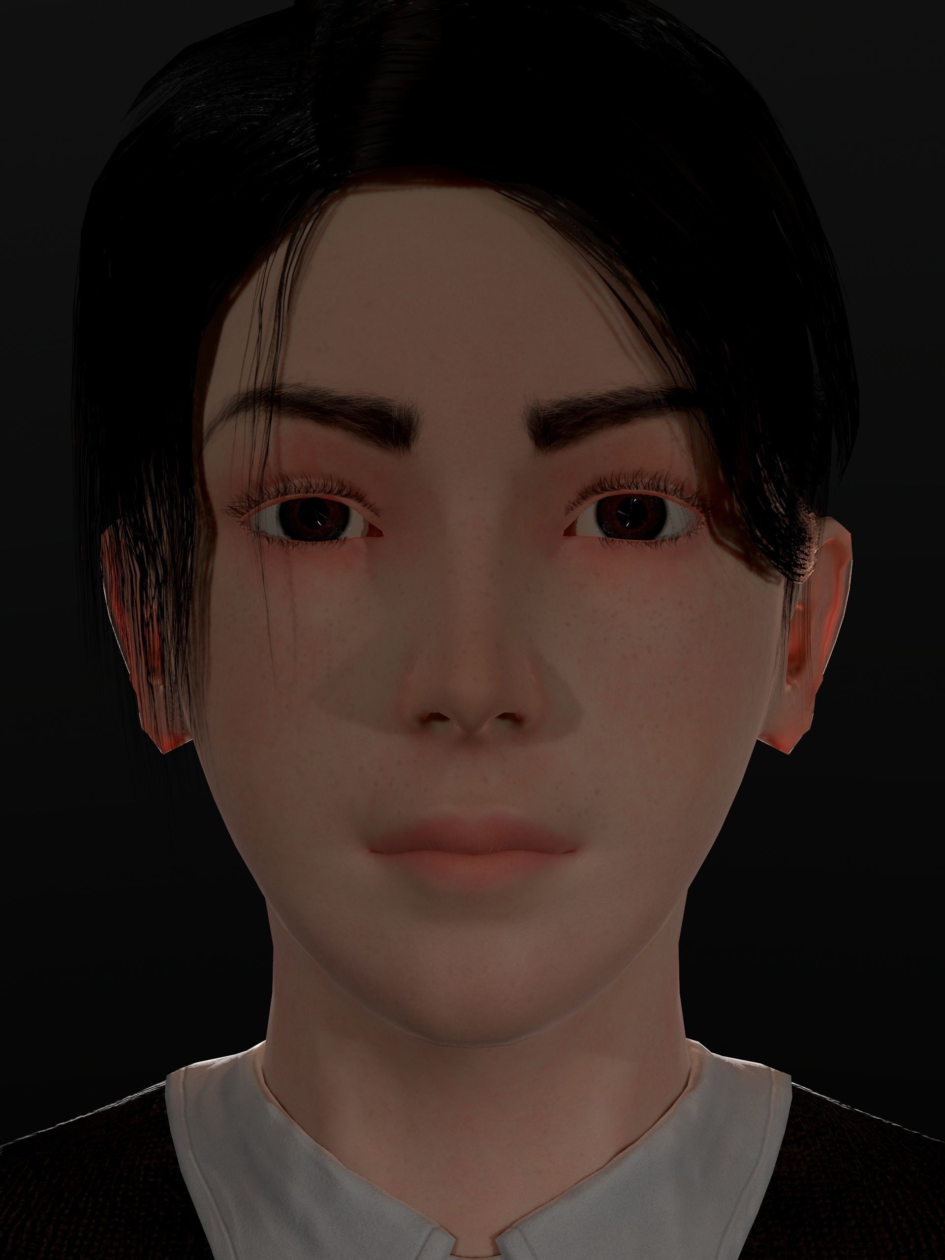 School Goth girl Low-poly 3D model_15