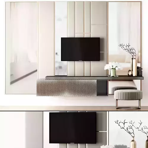 TV stand wall low poly 3d model